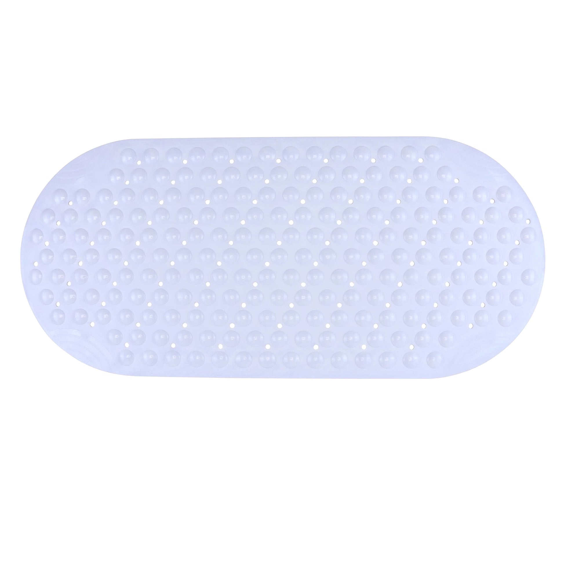 Unique Bargains Bathtub Mat Non-Slip Strong Suction Cups with Drain Holes White 35" x 16"