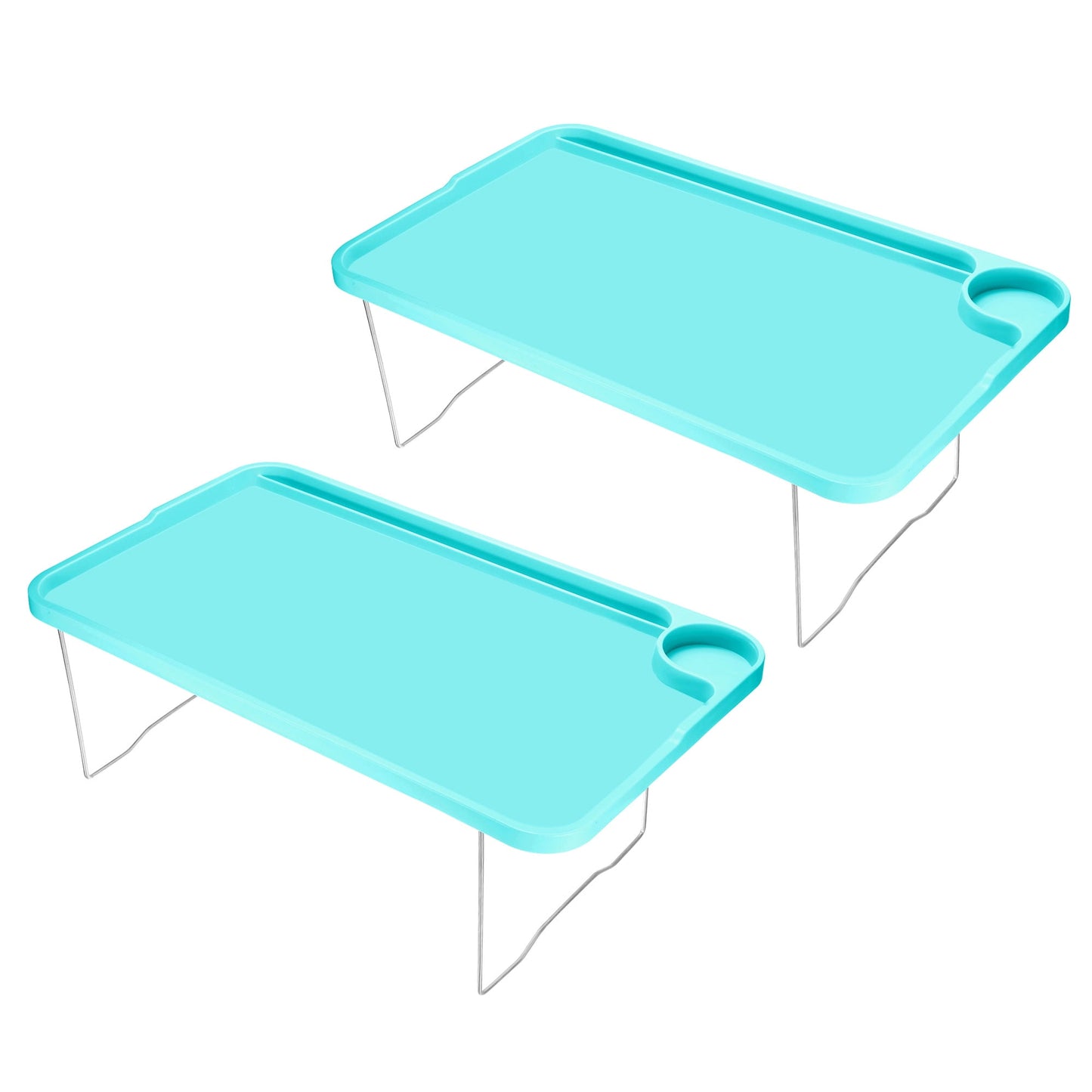 Unique Bargains Breakfast Tray Tables with Folding Legs Laptop Snack Desk for Eating Blue