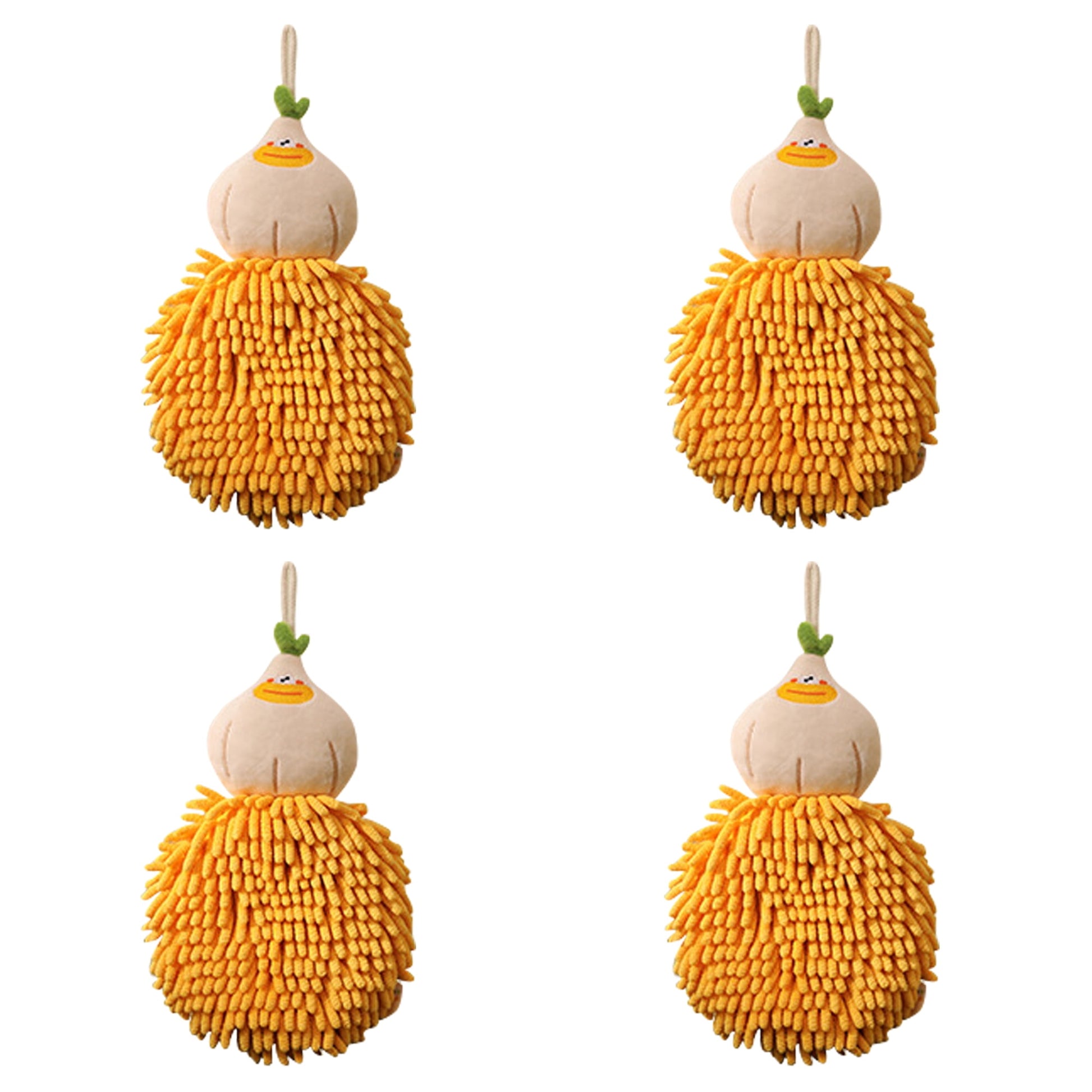 Unique Bargains Cartoon Fuzzy Ball Hand Towels Quick Dry Orange 4-Piece
