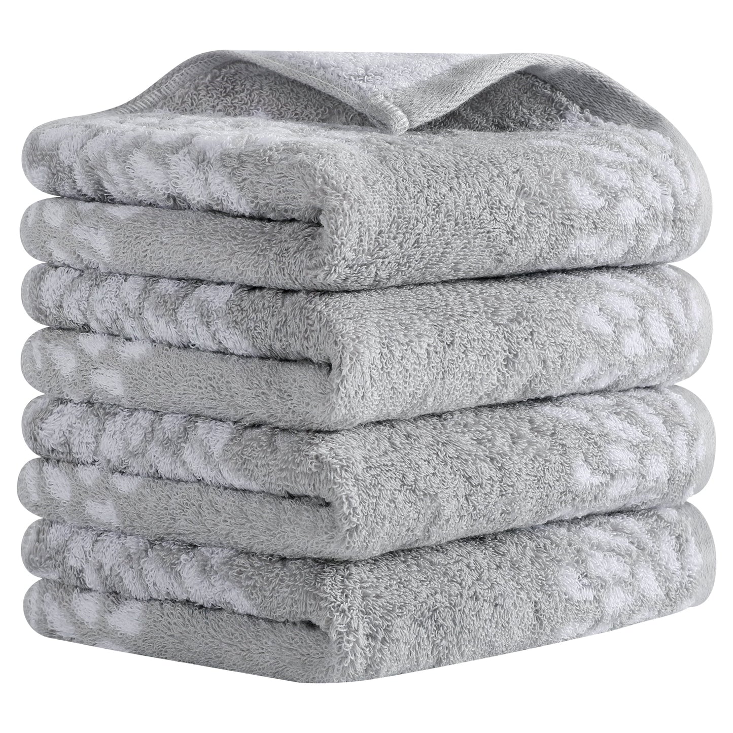 Unique Bargains Cartoon Pattern Cotton Hand Towels for Bathroom Grey 4-Piece
