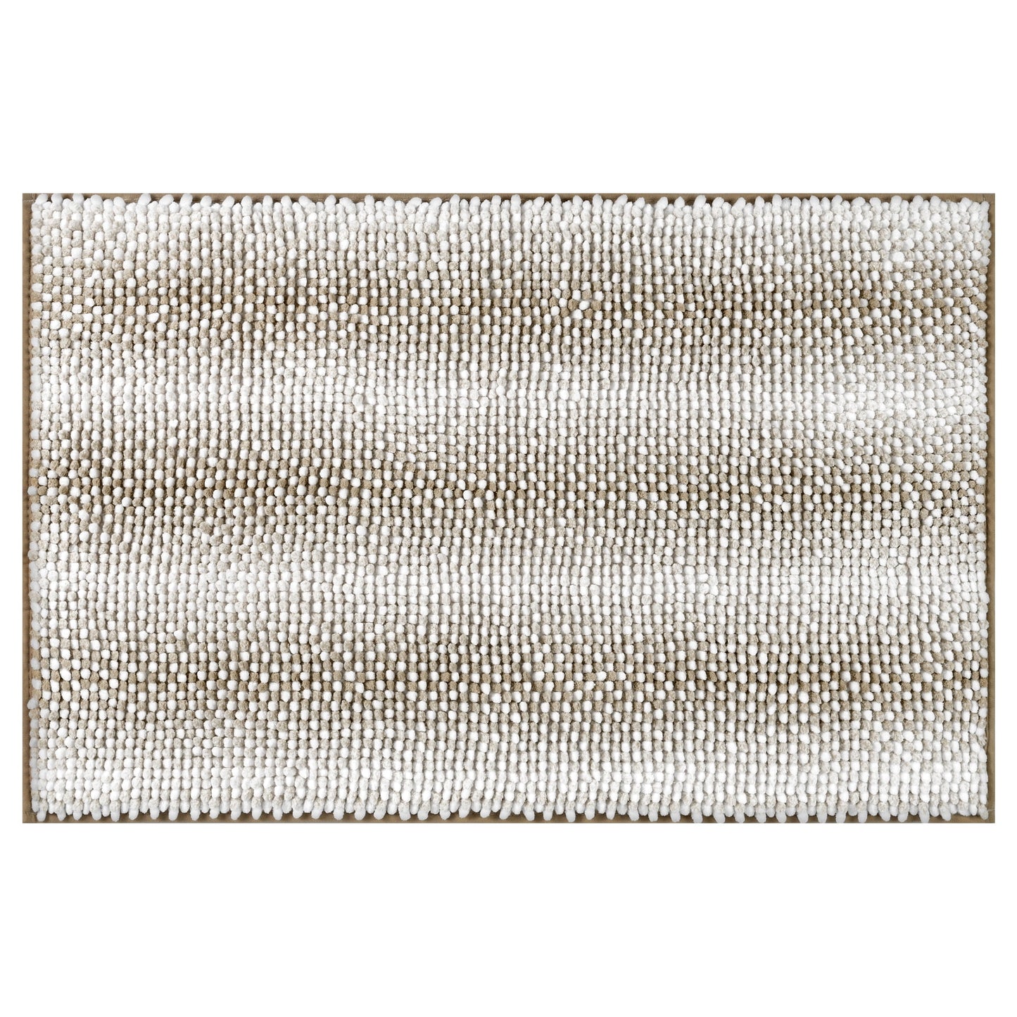 Unique Bargains Chenille Bathroom Rug Absorbent Non-Slip Striped Plush Shaggy Bath Rugs Khaki 20" x 32"