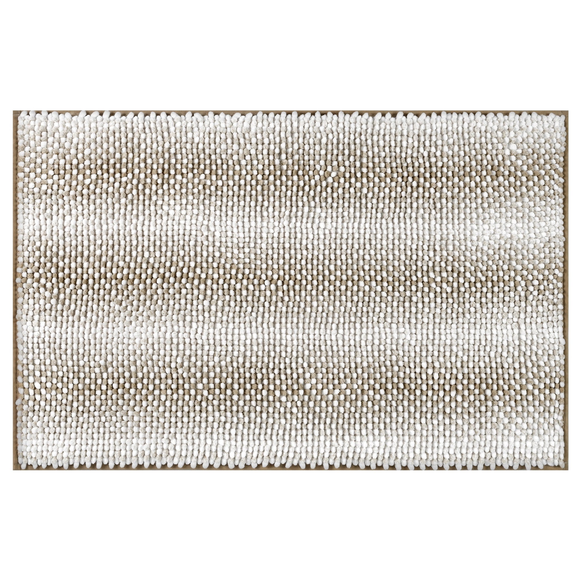 Unique Bargains Chenille Bathroom Rug Absorbent Non-Slip Striped Plush Shaggy Bath Rugs Khaki 20" x 32"