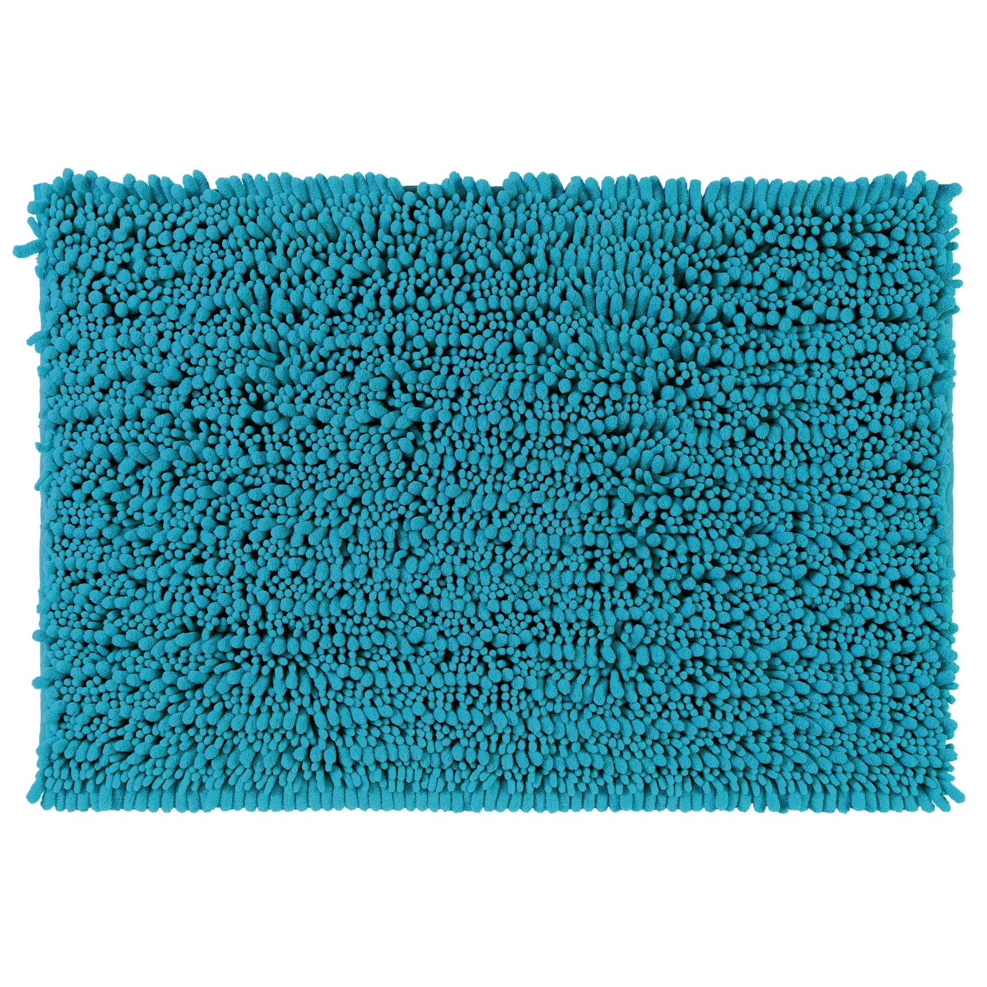 Unique Bargains Chenille Bathroom Rugs Non-Slip Bath Rugs Plain Washable Soft Shower Mat Blue 16" x 24"