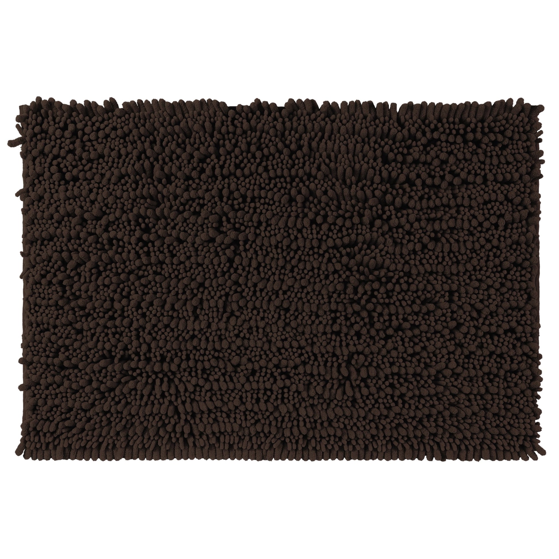 Unique Bargains Chenille Bathroom Rugs Non-Slip Bath Rugs Plain Washable Soft Shower Mat Brown 16" x 24"