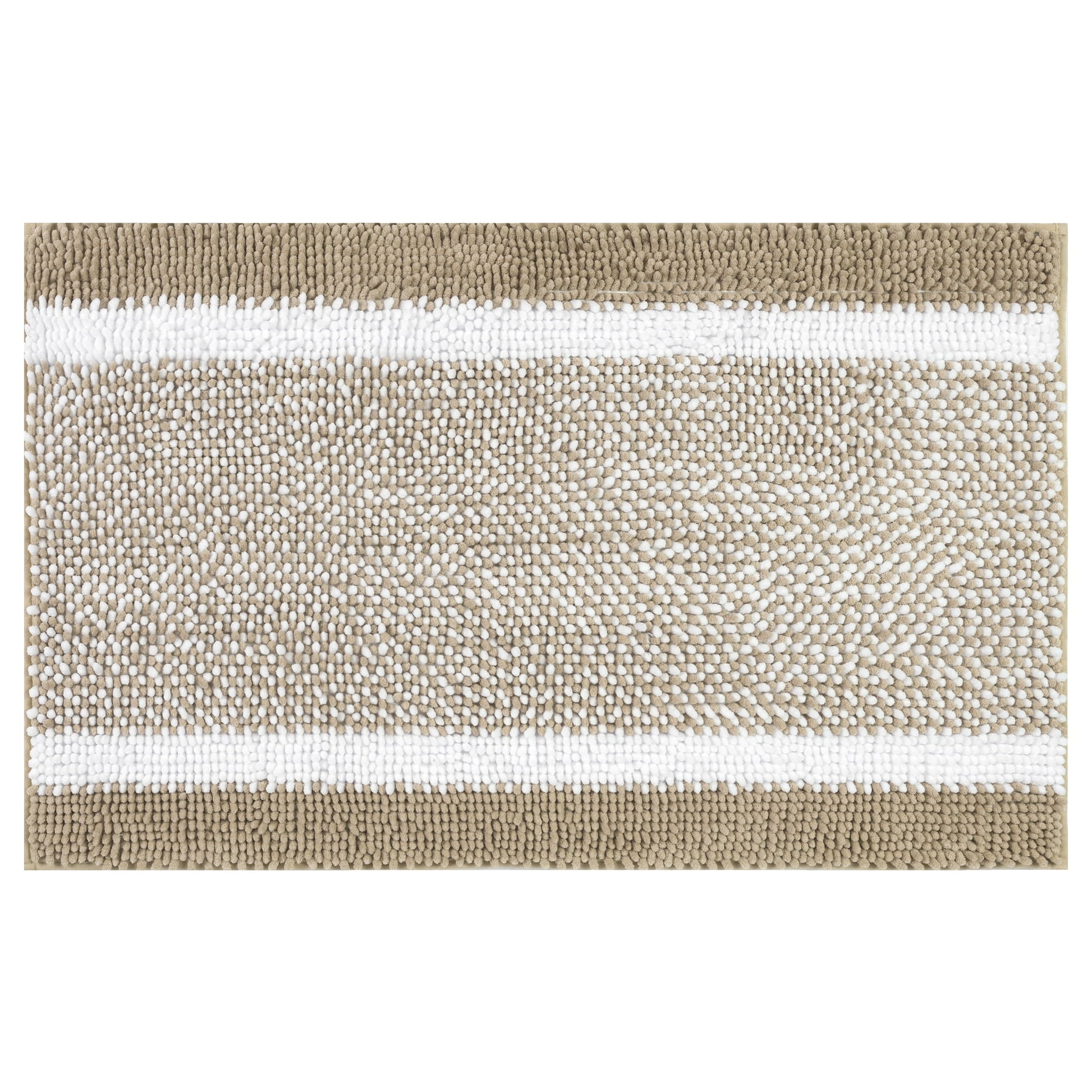 Unique Bargains Chenille Striped Bathroom Rug Mat Non-Slip Soft Plush Shaggy Bath Carpet Khaki 20" x 32"