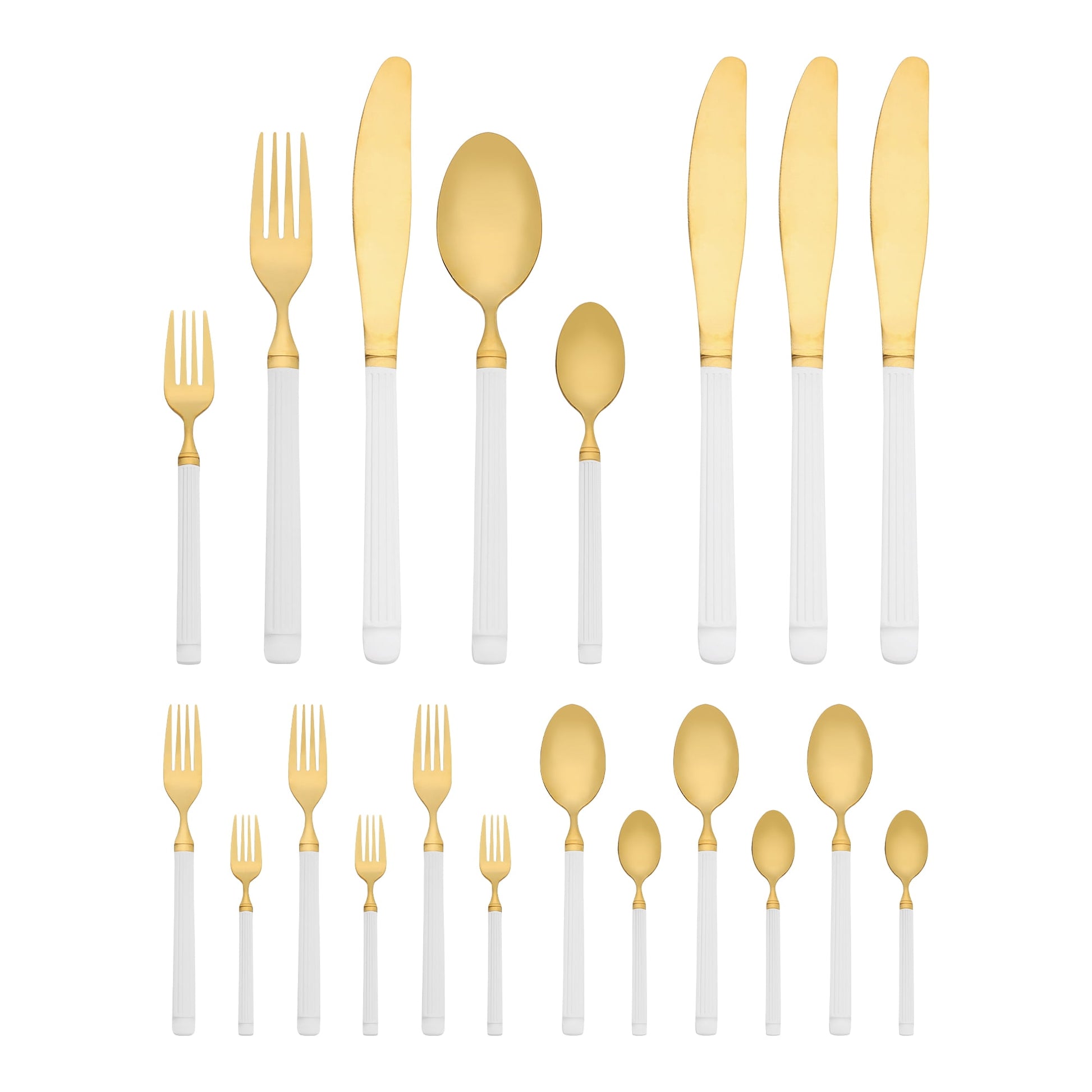 Unique Bargains Classic Stainless Steel Flatware Sets for Multiple Uses White Gold 20pcs