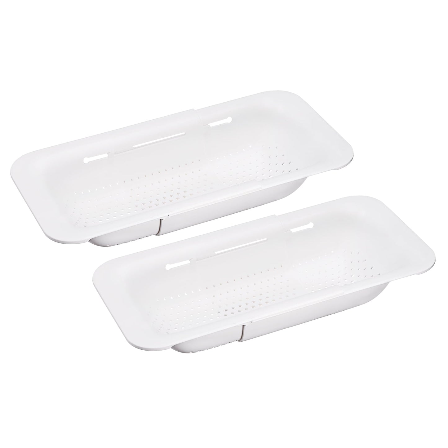 Unique Bargains Collapsible Colander Over the Sink Drain Food Strainer Colander Basket Set White