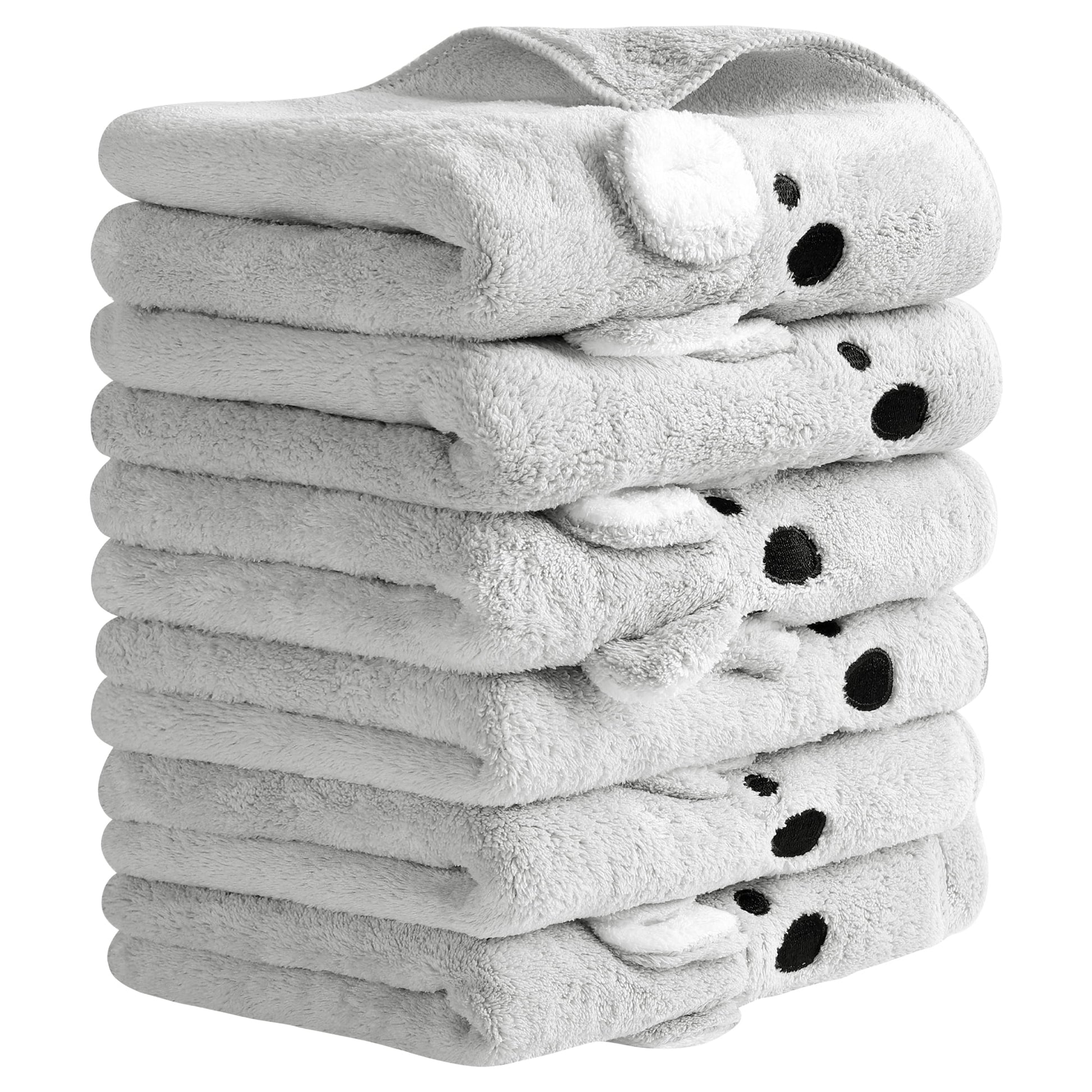 Unique Bargains Coral Soft and Absorbent Rabbit Pattern Towel Set Grey 6-Piece