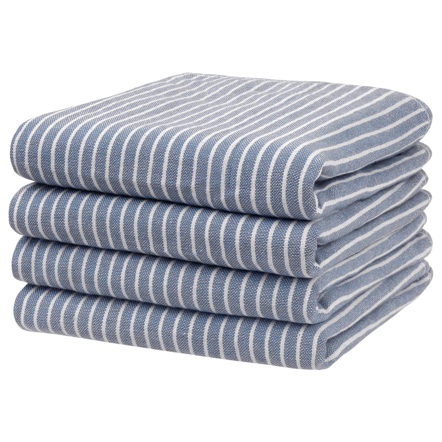 Unique Bargains Cotton Bathroom Hand Towels Quick Drying Kitchen Towel Sets 14" x 30" Blue 4pk