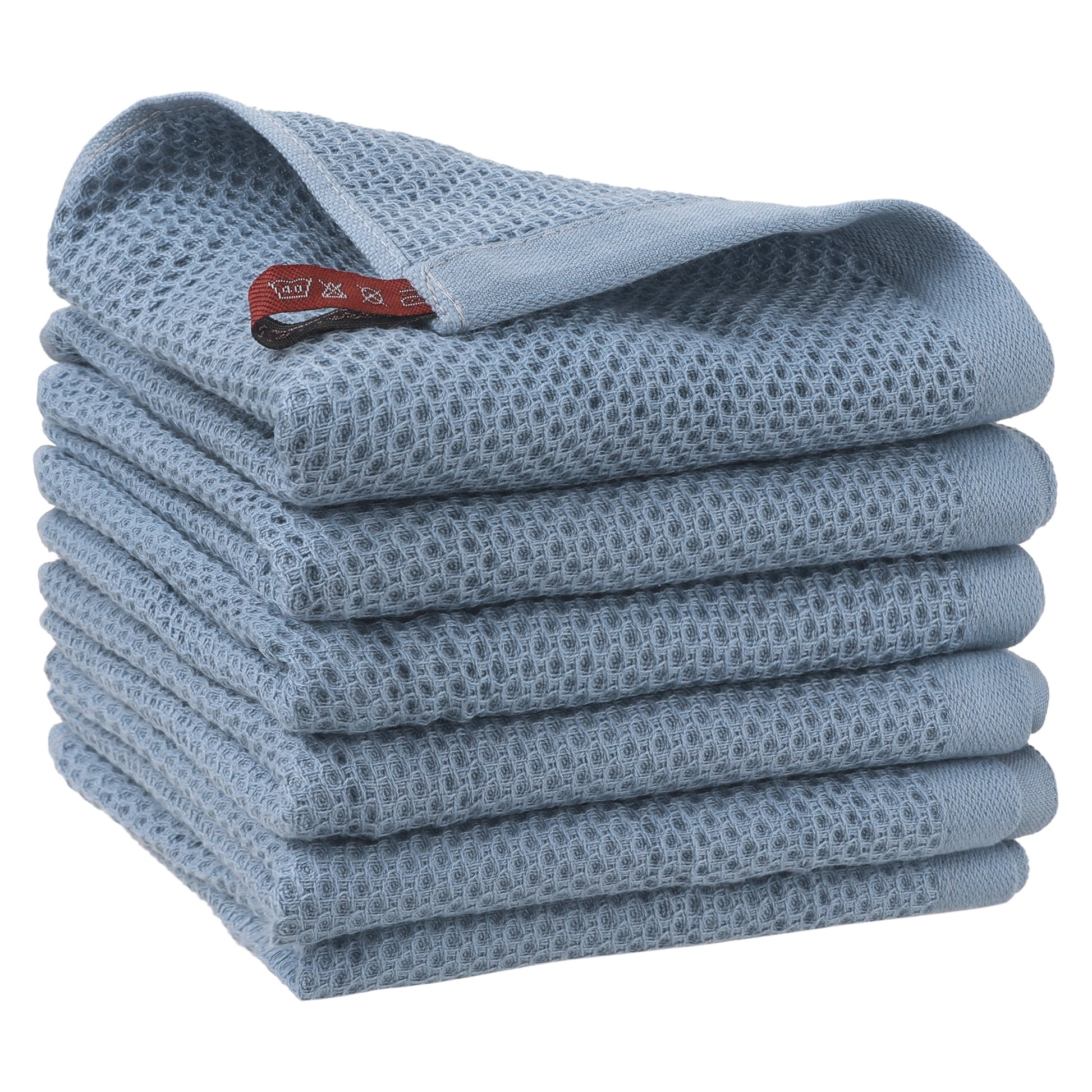 Unique Bargains Cotton Cleaning Cloth 6 Pack Cleaning Rag Solid Soft Kitchen Towels Blue 14" x 28"