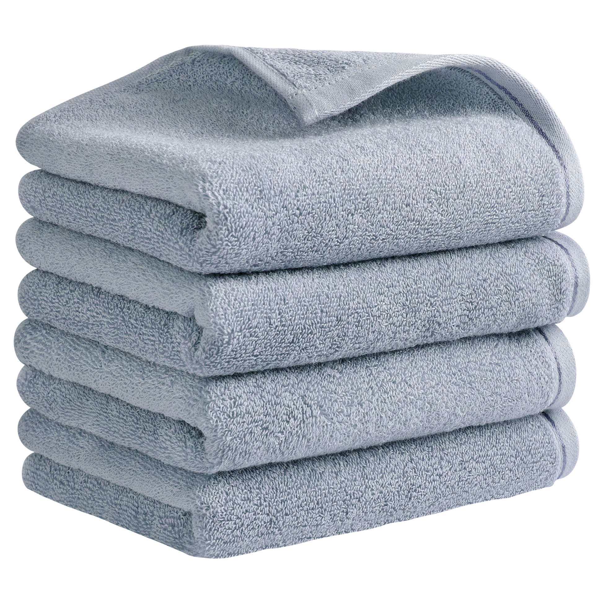 Unique Bargains Cotton Hand Towels Soft Absorbent Towel Set Light Grey 4-Piece