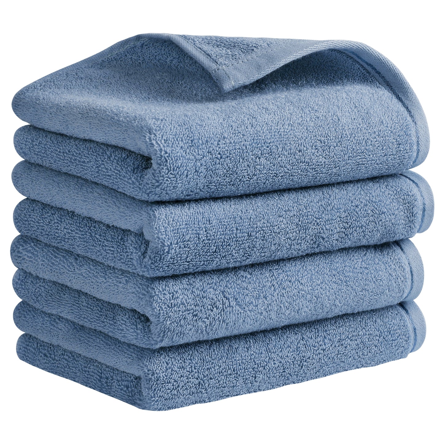 Unique Bargains Cotton Hand Towels Soft Absorbent Towel Set Light Steel Blue 4-Piece