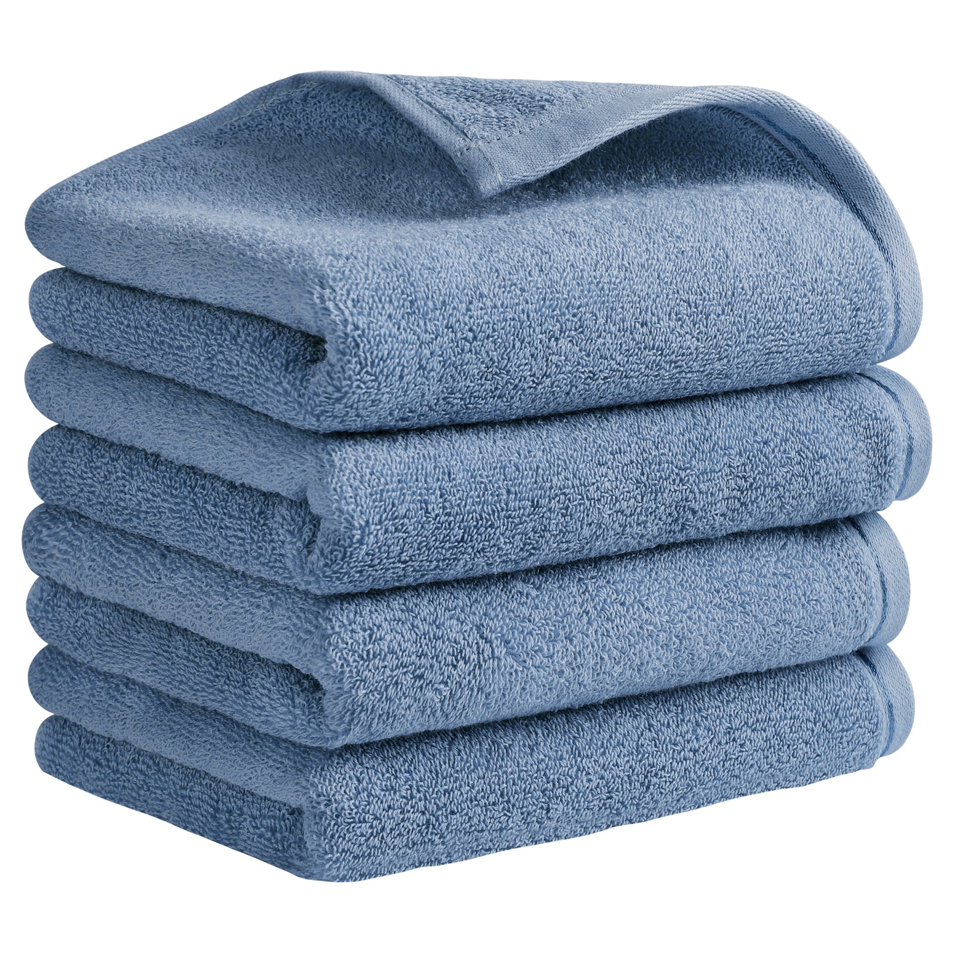 Unique Bargains Cotton Hand Towels Soft Absorbent Towel Set Light Steel Blue 4-Piece