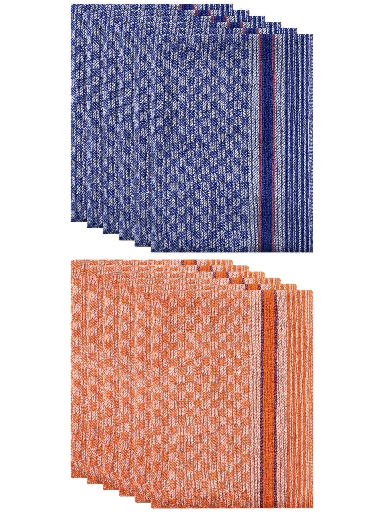 Unique Bargains Cotton Soft Waffle Weave Kitchen Dishcloths 15" x 25" Blue Orange