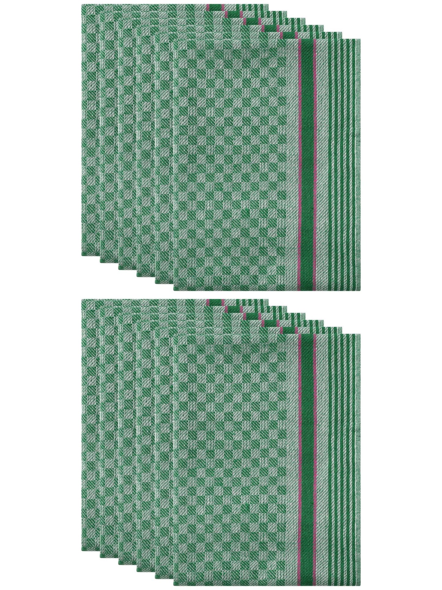 Unique Bargains Cotton Soft Waffle Weave Kitchen Dishcloths 15" x 25" Green 12 Pack