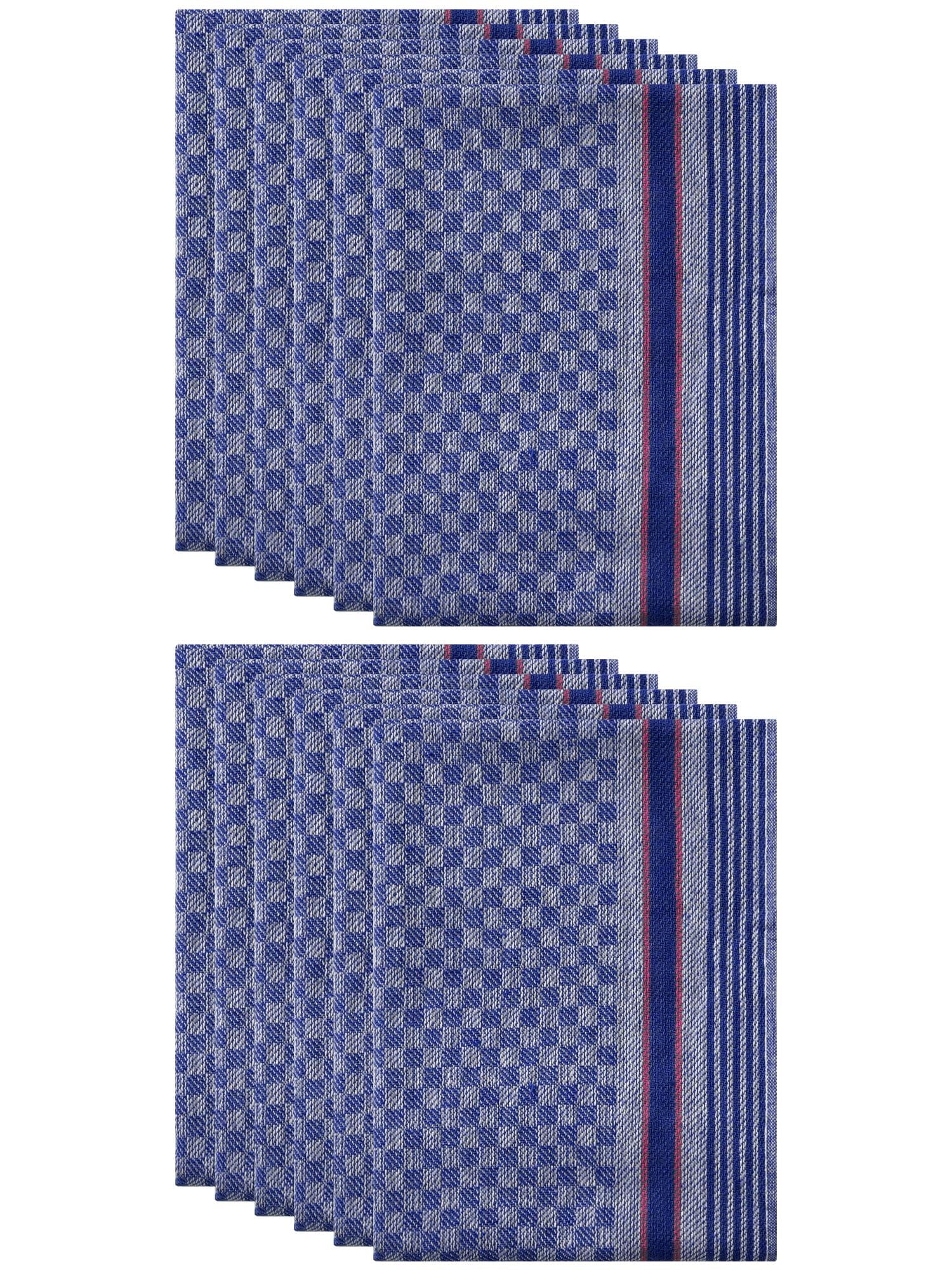 Unique Bargains Cotton Soft Waffle Weave Kitchen Dishcloths 15 x 25 Inches Blue 12 Pack