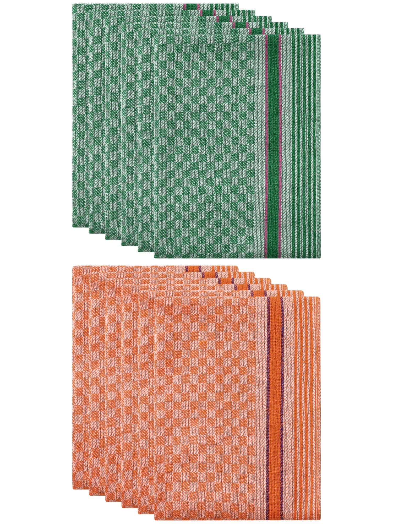 Unique Bargains Cotton Soft Waffle Weave Kitchen Dishcloths 15" x 25" Orange Green