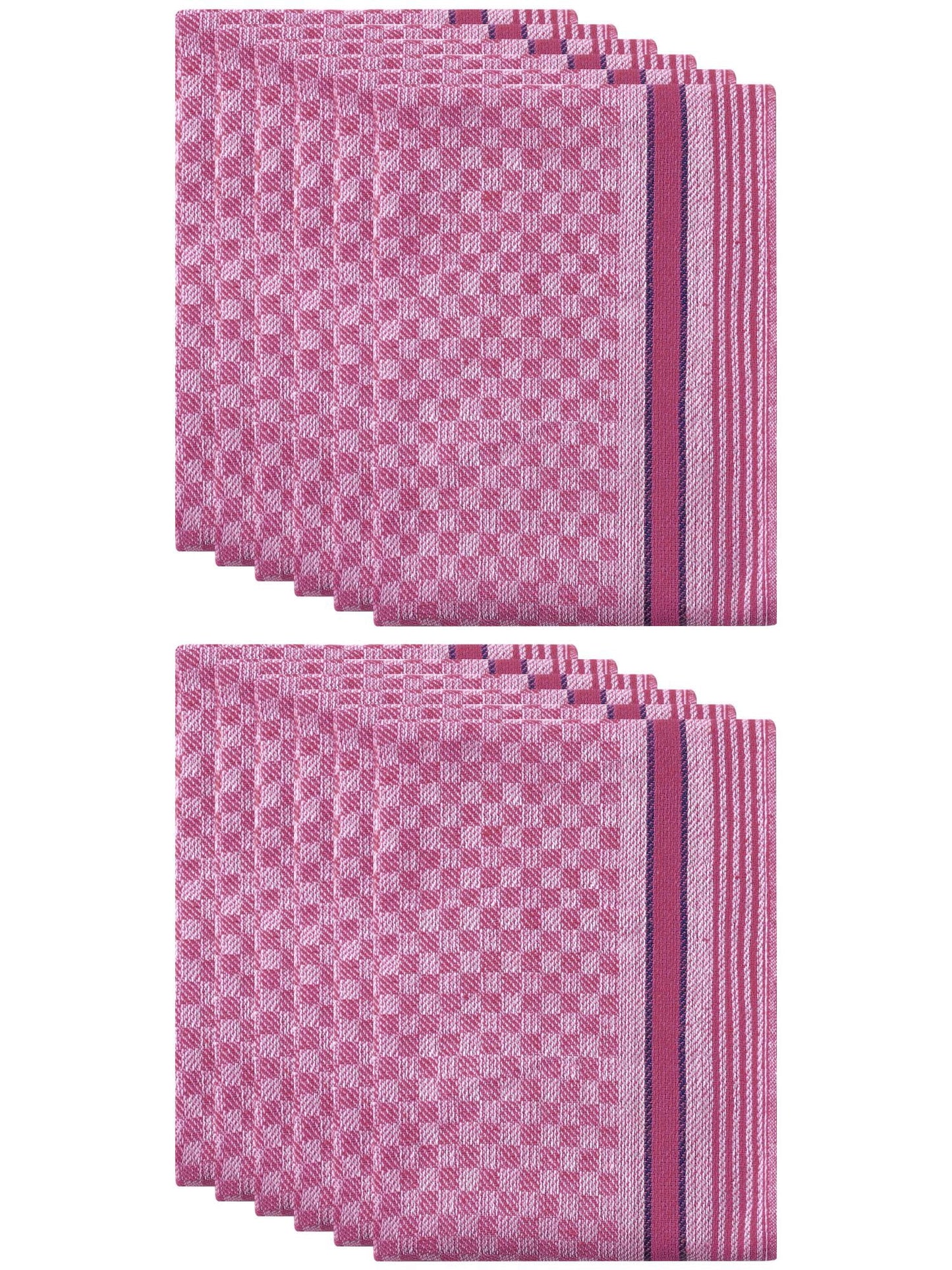 Unique Bargains Cotton Soft Waffle Weave Kitchen Dishcloths 15" x 25" Pink 12 Pack
