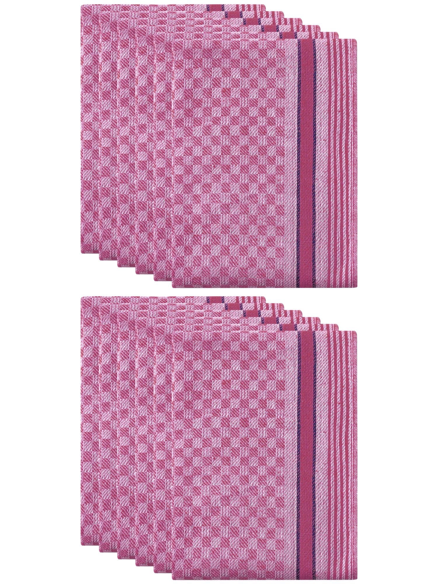 Unique Bargains Cotton Soft Waffle Weave Kitchen Dishcloths 15" x 25" Pink 12 Pack