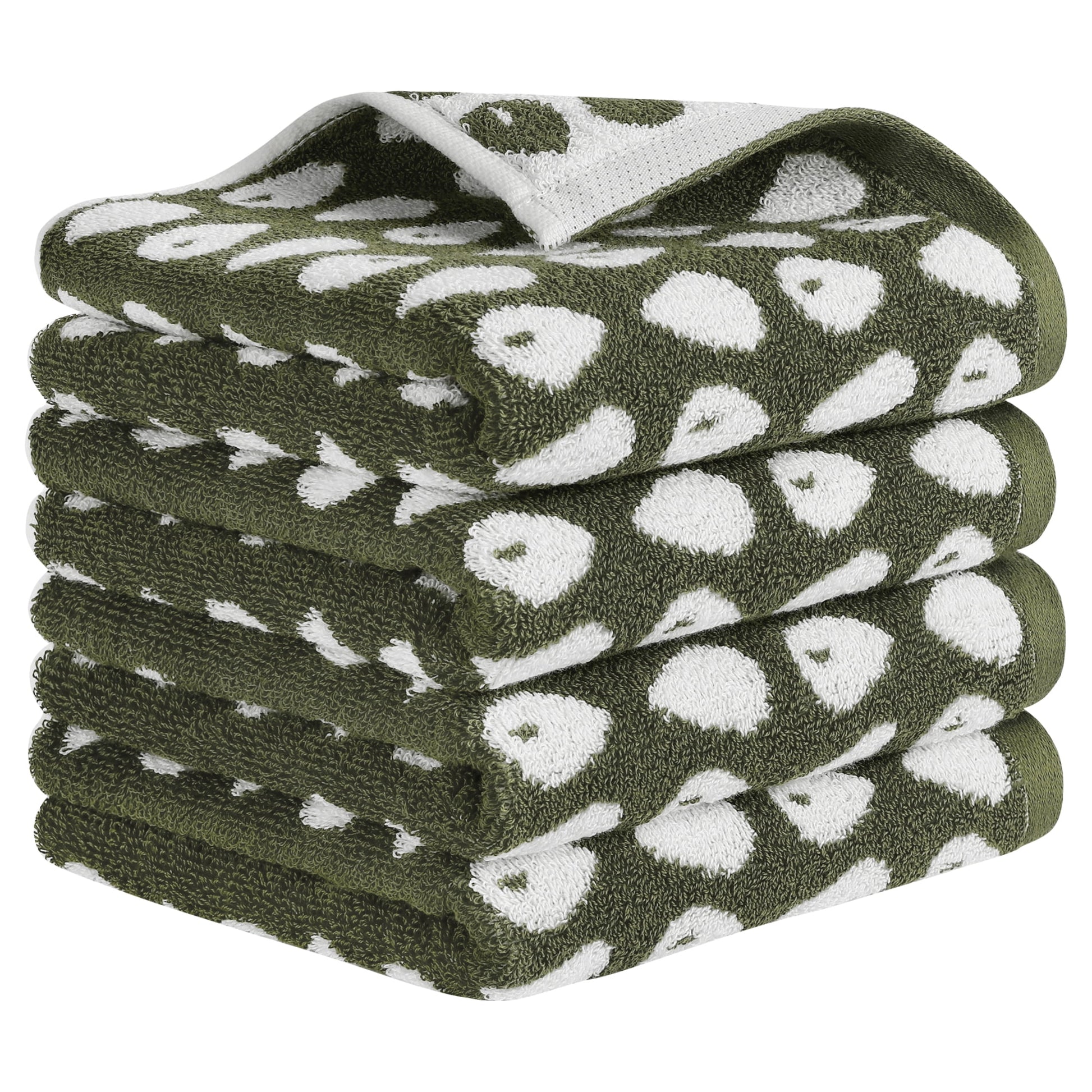 Unique Bargains Cute Cartoon Hand Towel Set Hand Towels for Kitchen, Bath Green 4-Piece