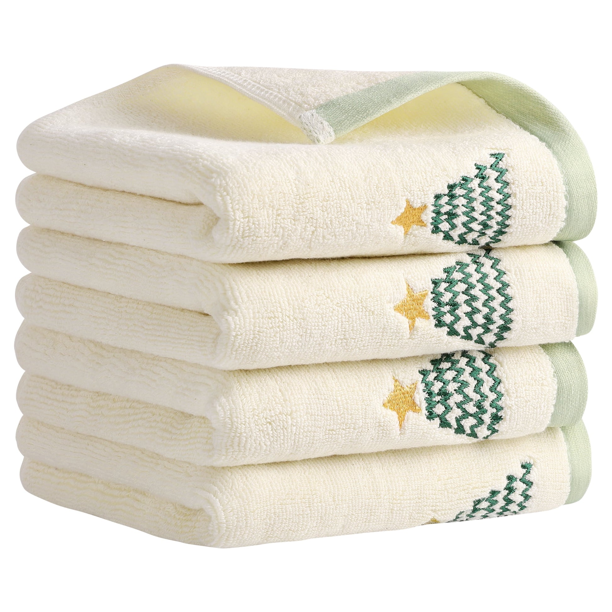 Unique Bargains Cute Cartoon Pattern Decorative Hand Towels White-Christmas Tree 4-Piece
