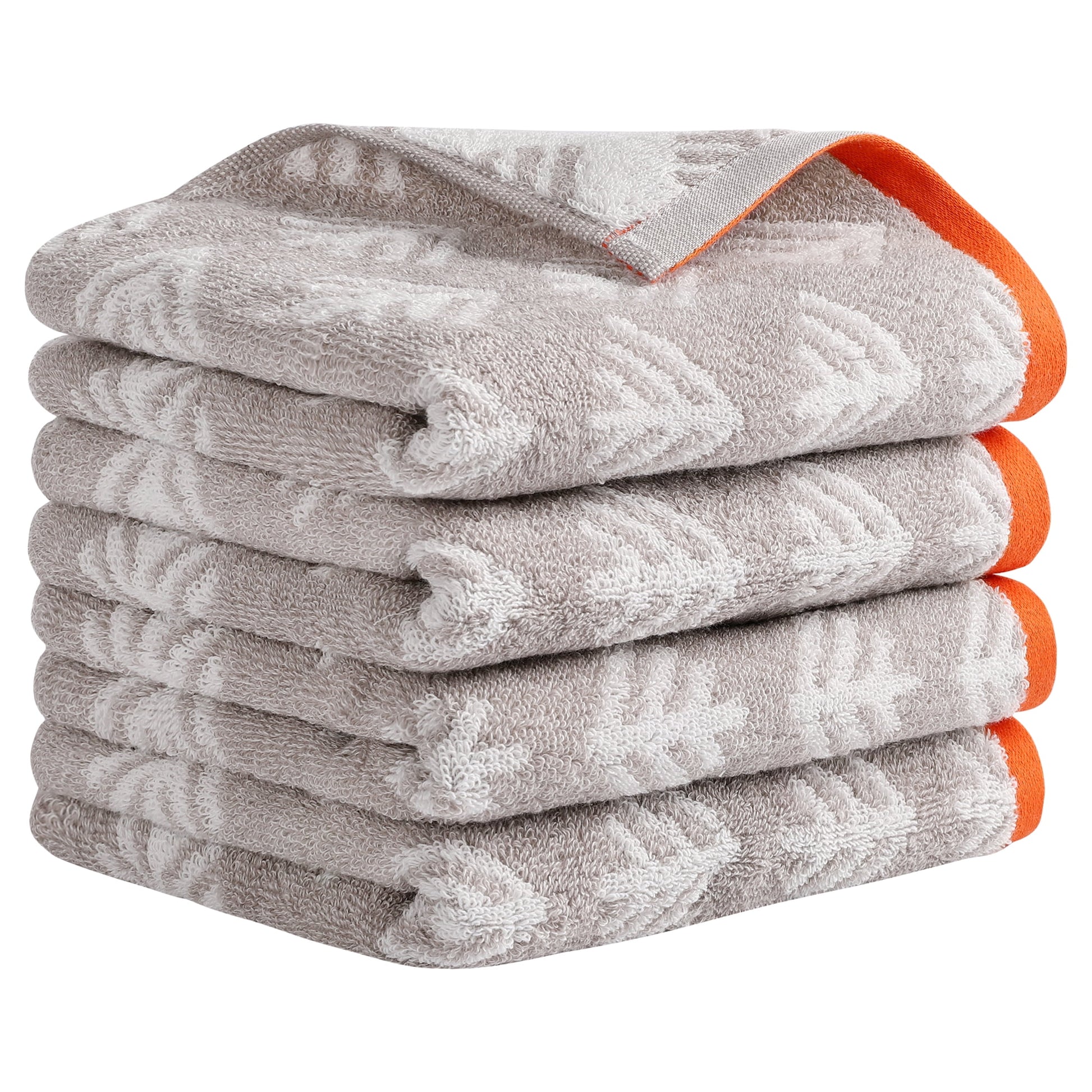 Unique Bargains Cute Pattern Cotton Hand Towel Set for Kitchen Bathroom Light Grey 4-Piece