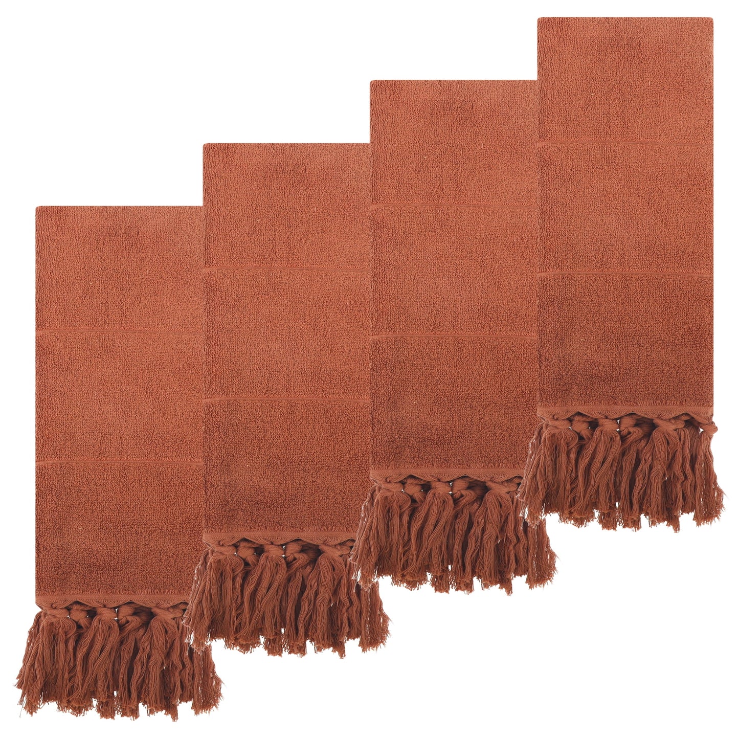 Unique Bargains Decorative Turkish Hand Towels for Bathroom Brown 4 Pieces