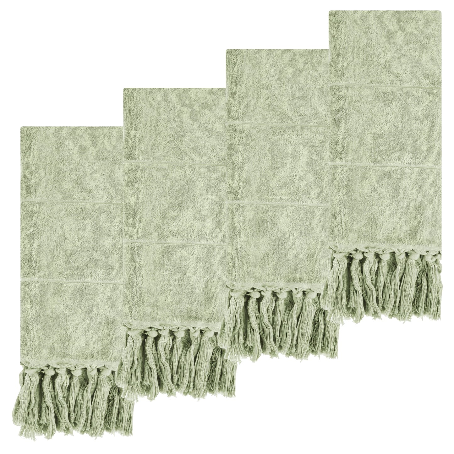 Unique Bargains Decorative Turkish Hand Towels for Bathroom Green 4 Pieces