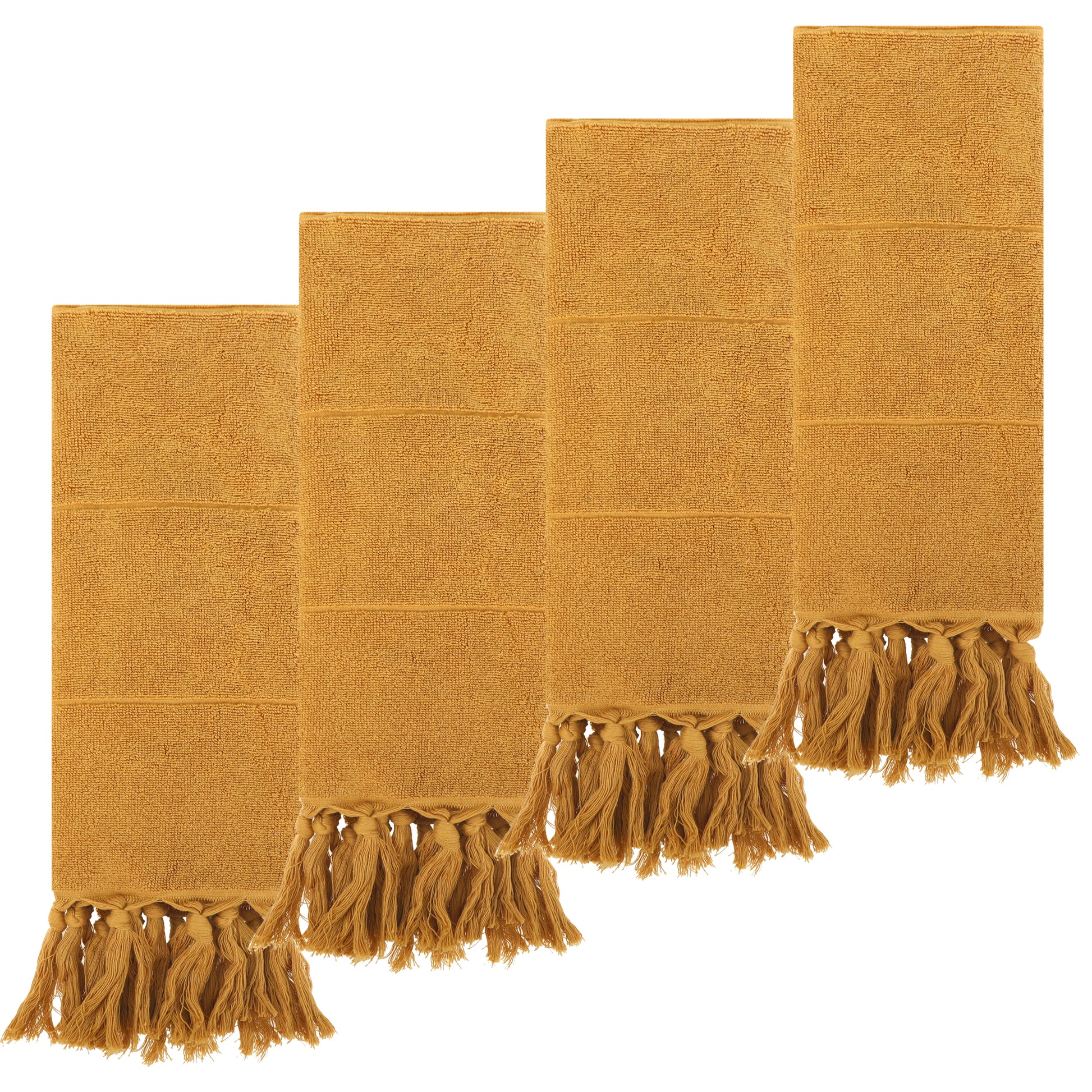 Unique Bargains Decorative Turkish Hand Towels for Bathroom Yellow 4 Pieces