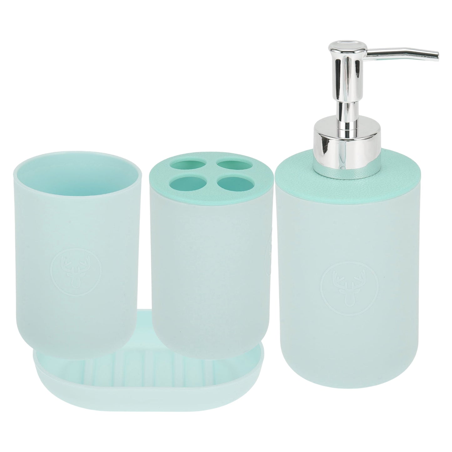 Unique Bargains Durable Round Bathroom Accessories Kit 4Pcs Blue