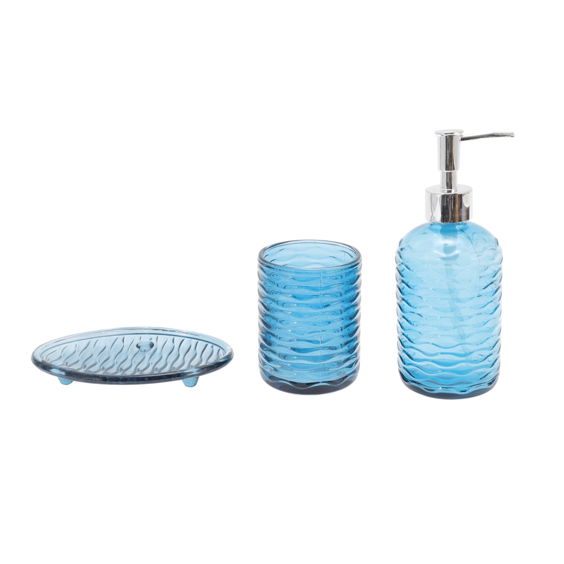Unique Bargains Durable Waves Bathroom Accessories Kit 3Pcs Green