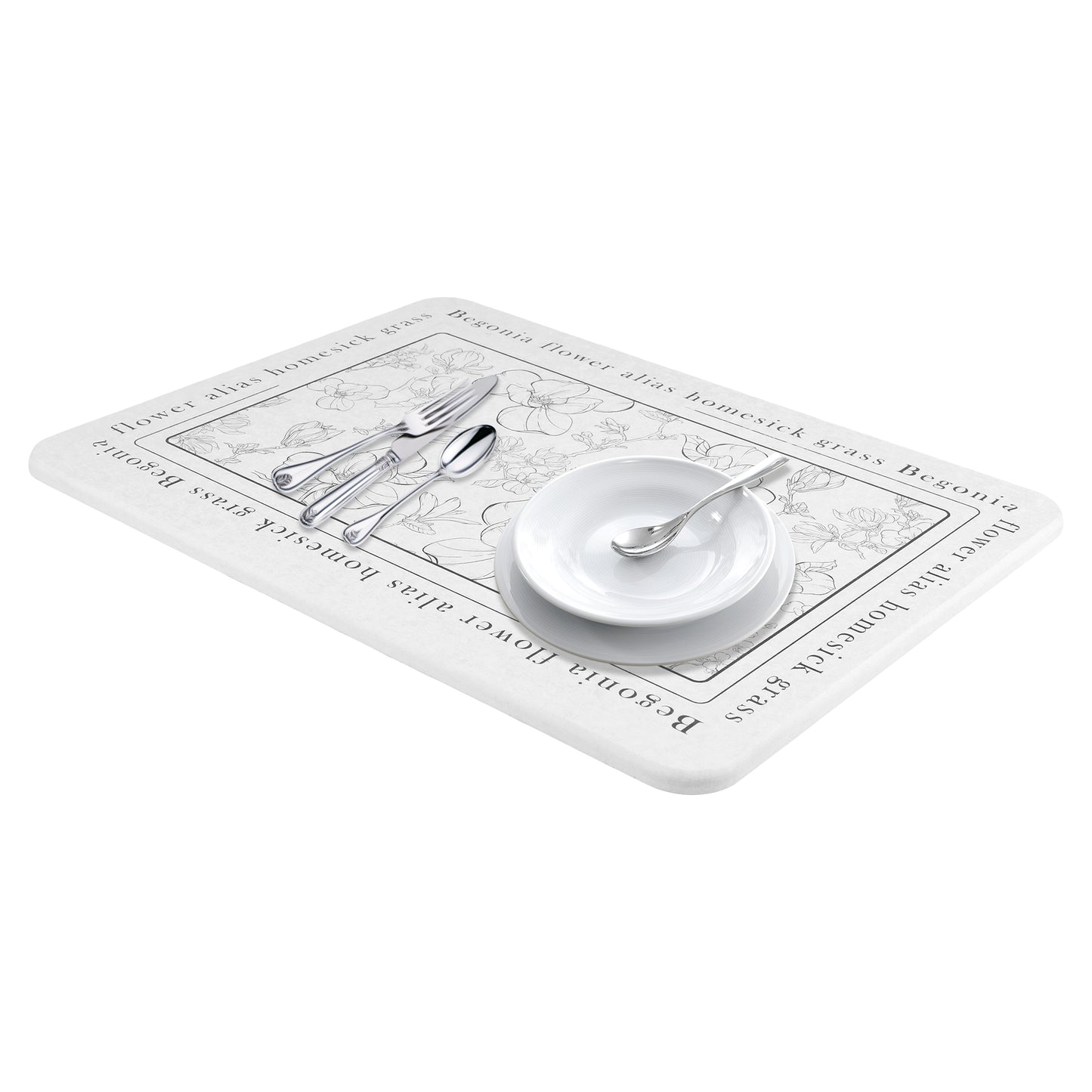 Unique Bargains Elegant Quick Dry Dish Drying Mats for Dishes Flower