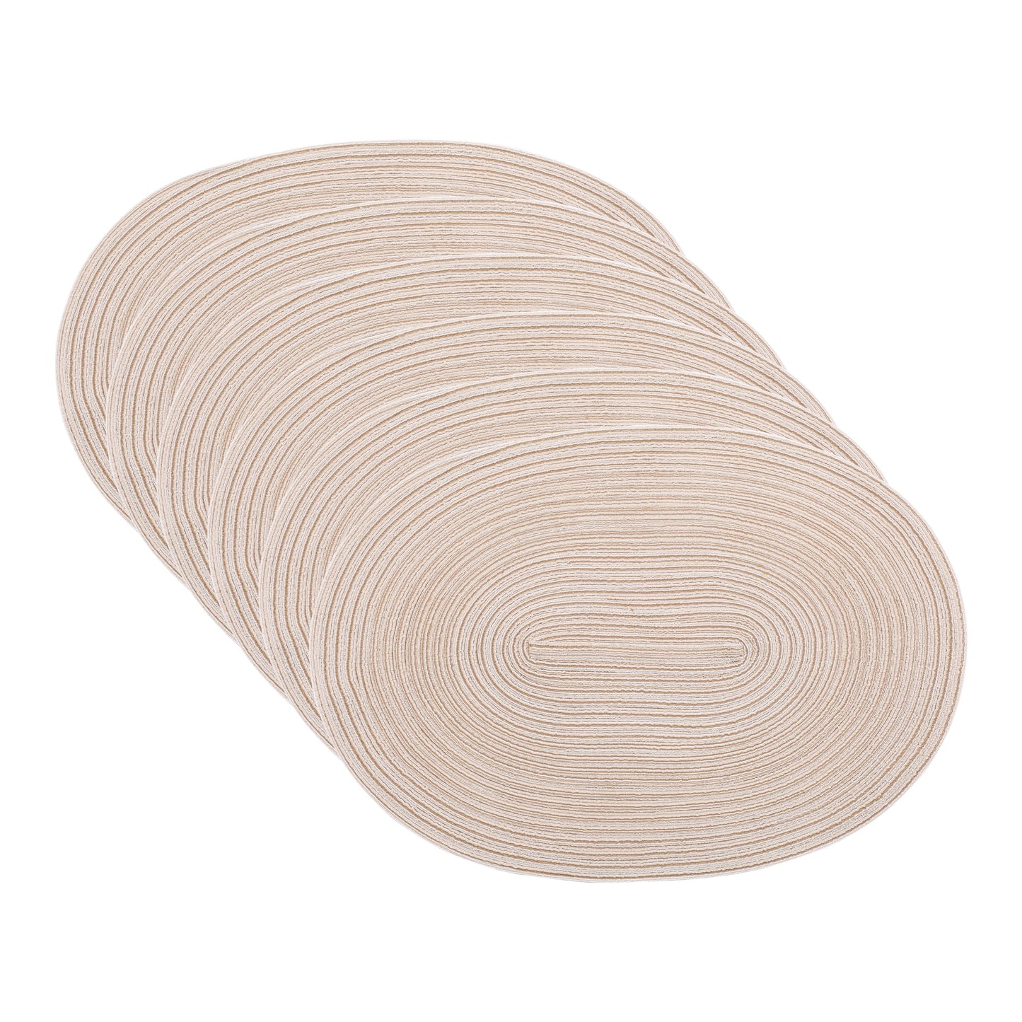 Unique Bargains Farmhouse Placemats Oval Placemats for Dining Table 6pk Beige 19.7x14Inch