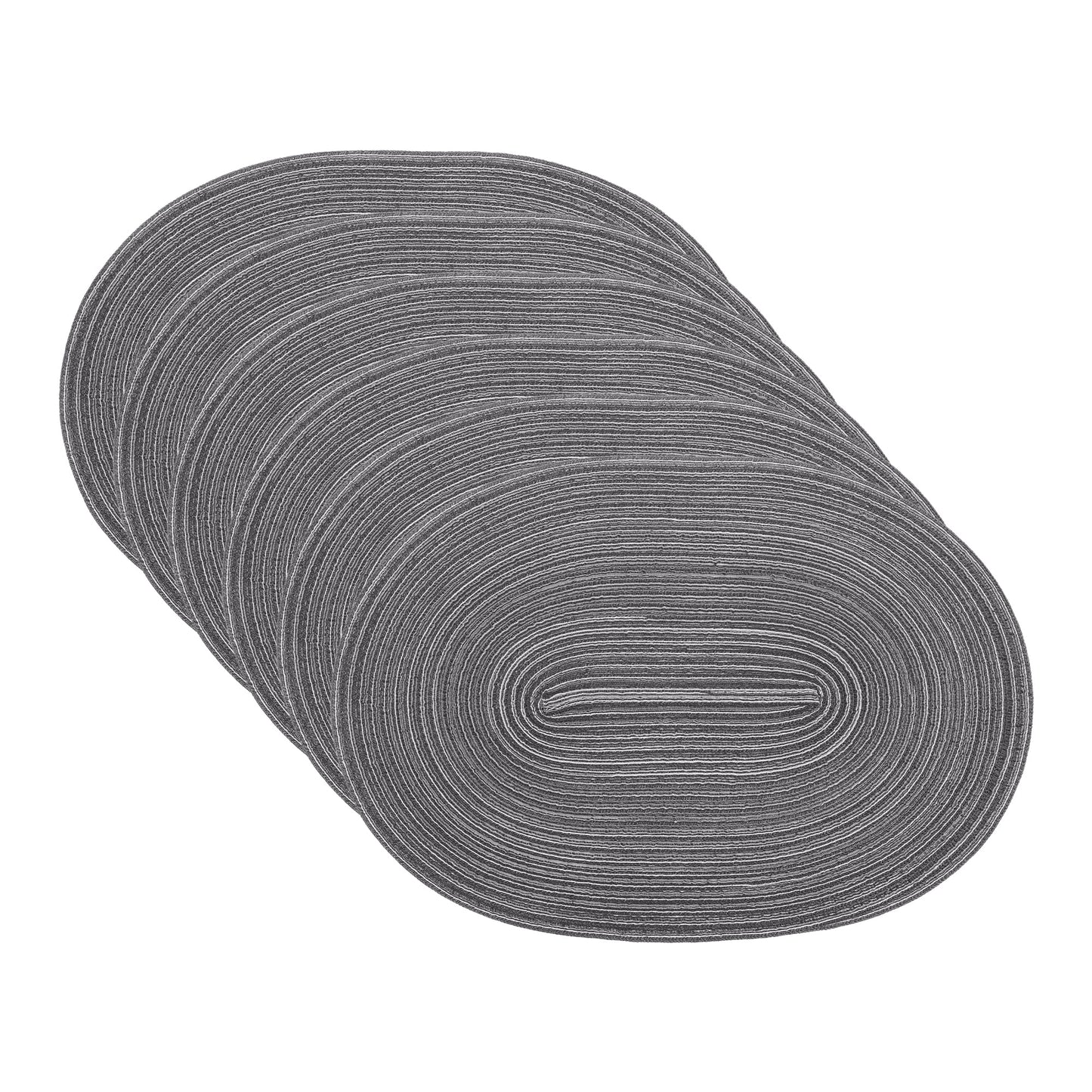 Unique Bargains Farmhouse Placemats Oval Placemats for Dining Table 6pk Gray 19.7x14Inch