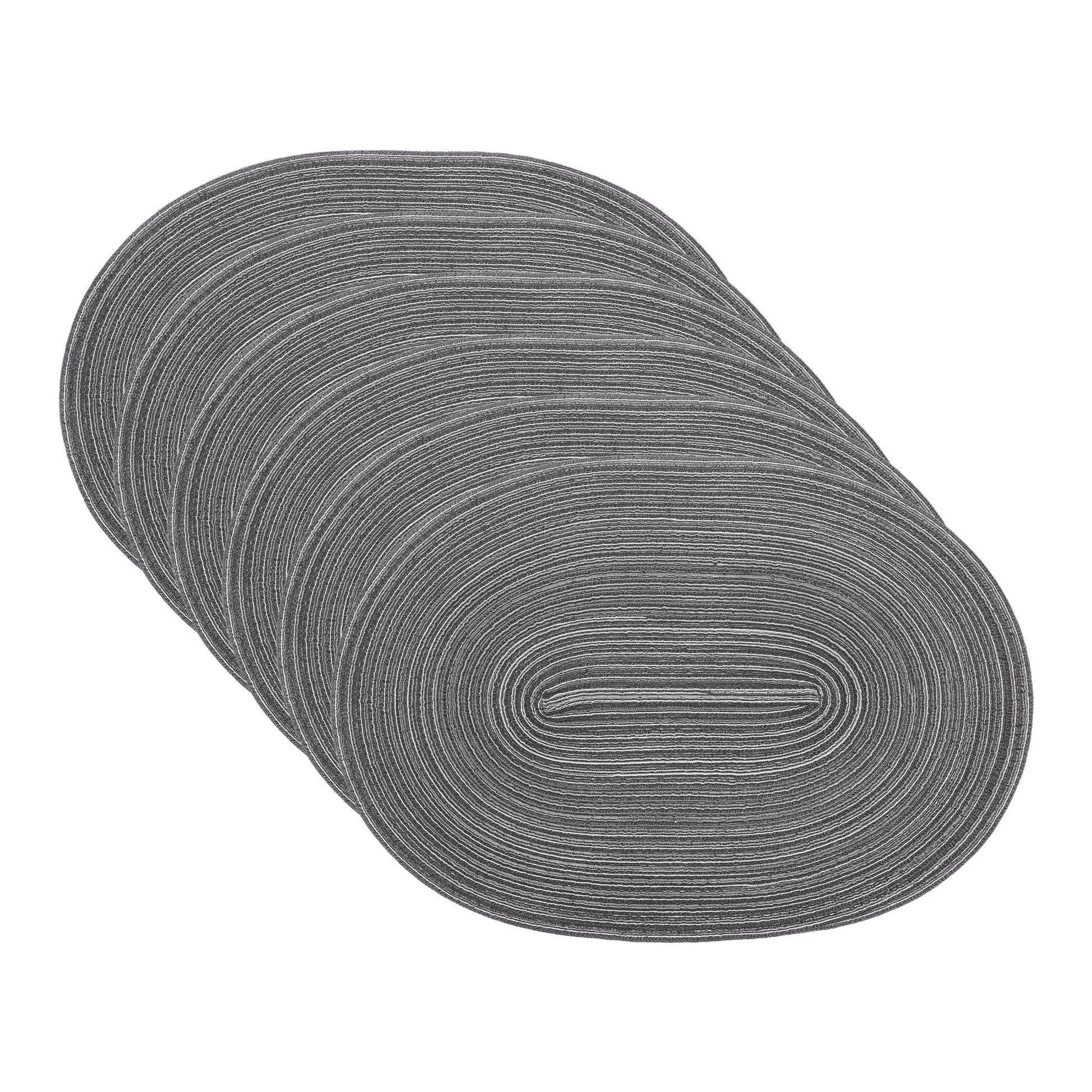Unique Bargains Farmhouse Placemats Oval Placemats for Dining Table 6pk Gray 19.7x14Inch