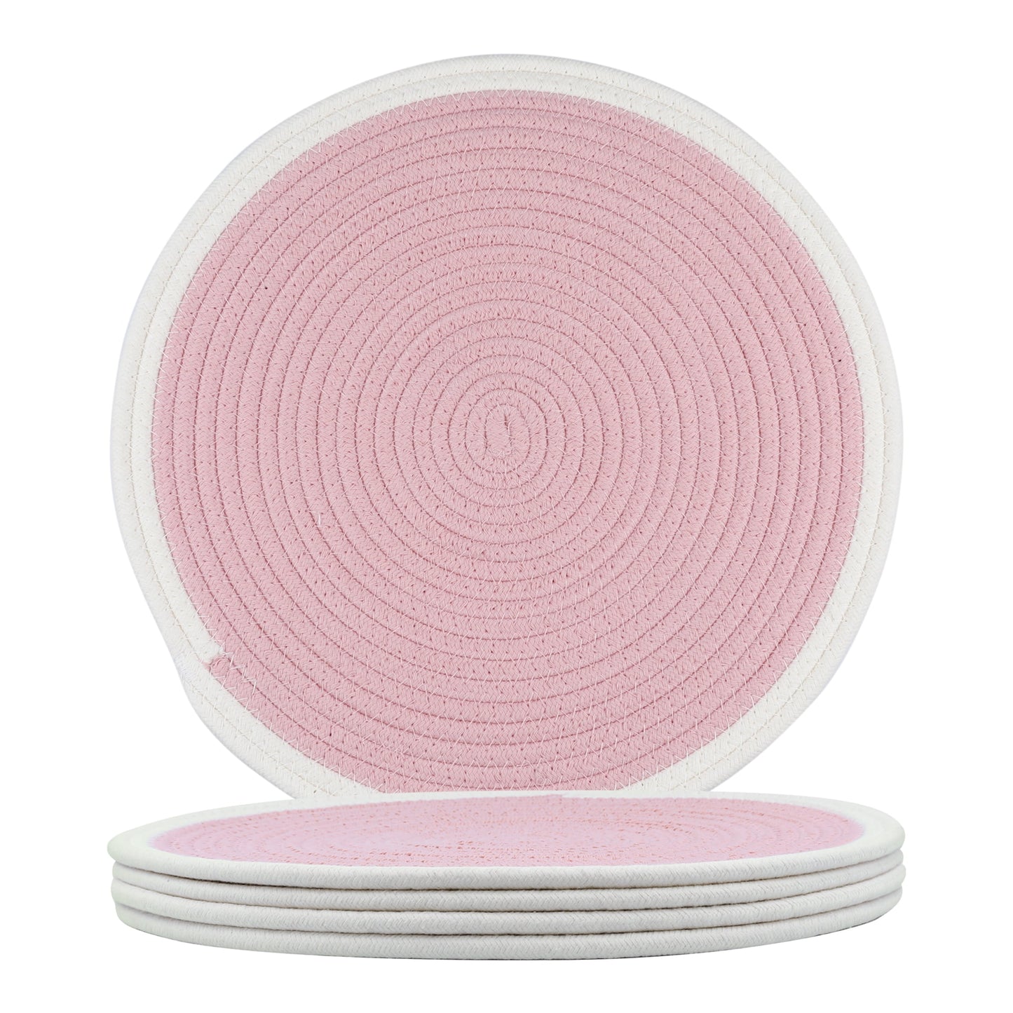 Unique Bargains Farmhouse Set of 4 Rattan Placemats for Dining Table Decor Pink