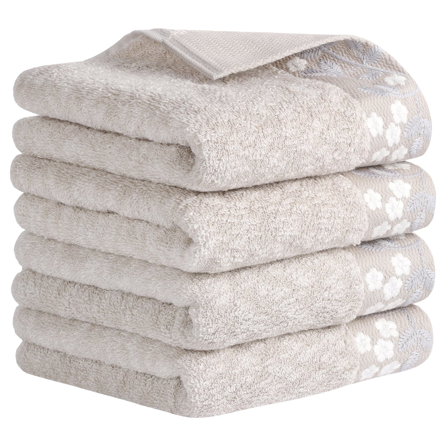 Unique Bargains Floral Embroidered Hand Towels Set for Bath, Kitchen Grey 2-Piece