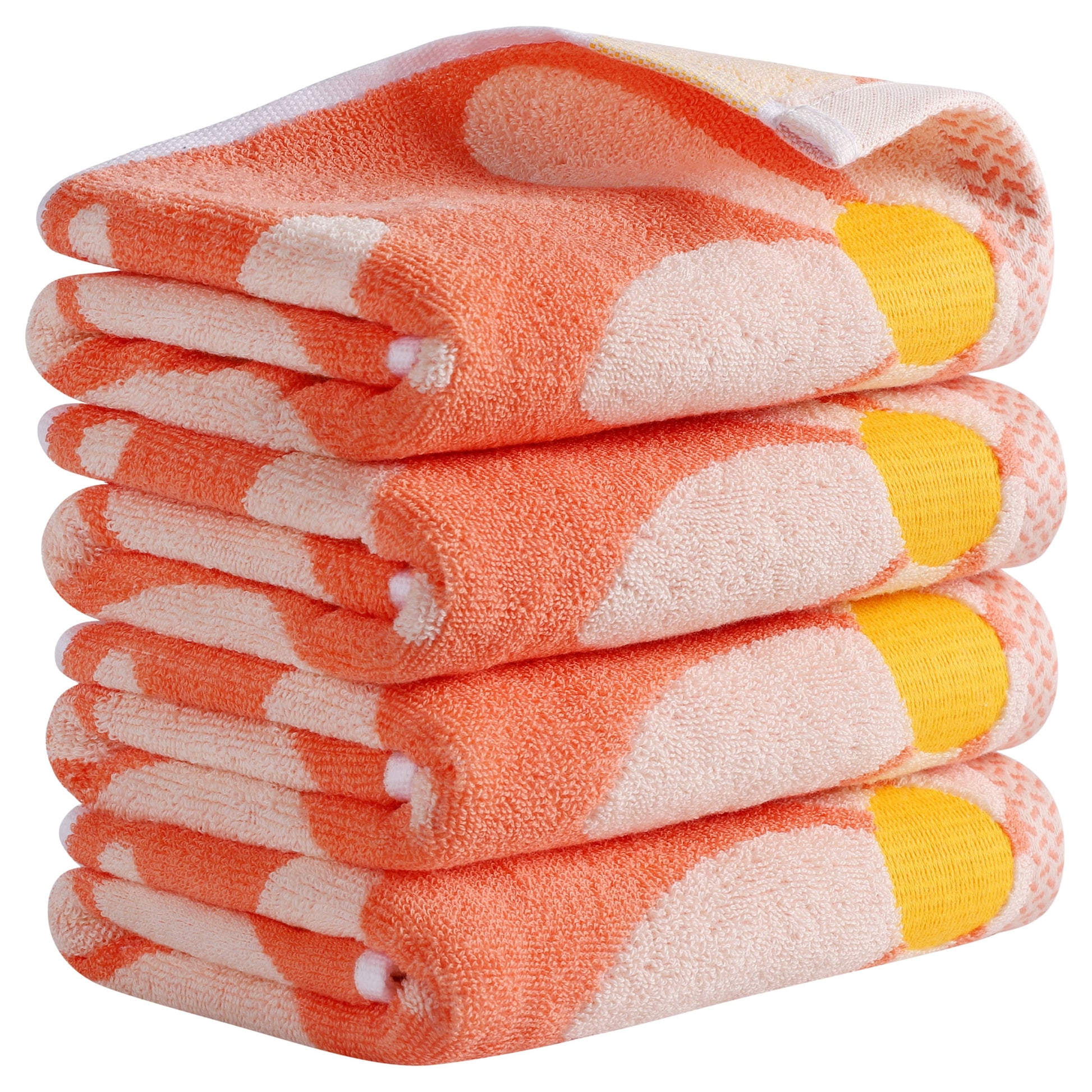 Unique Bargains Floral Pattern Pure Cotton Soft Absorbent Decorative Orange 4-Pieces