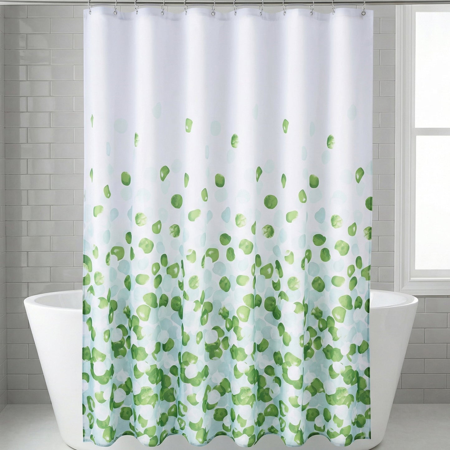 Unique Bargains Floral Shower Curtain Sets with 12 Hooks Green 71"W x 71"L