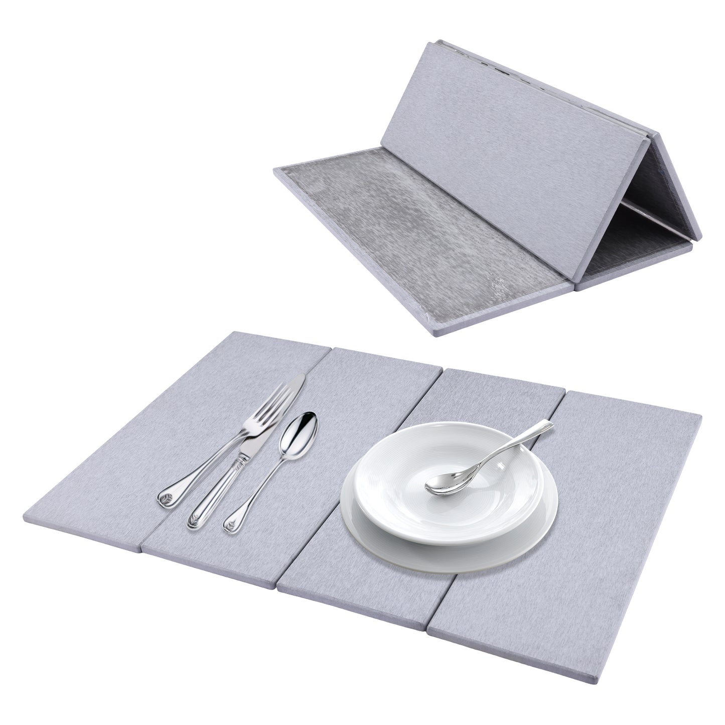 Unique Bargains Foldable Diatomaceous Stone Dish Drying Mat Gray