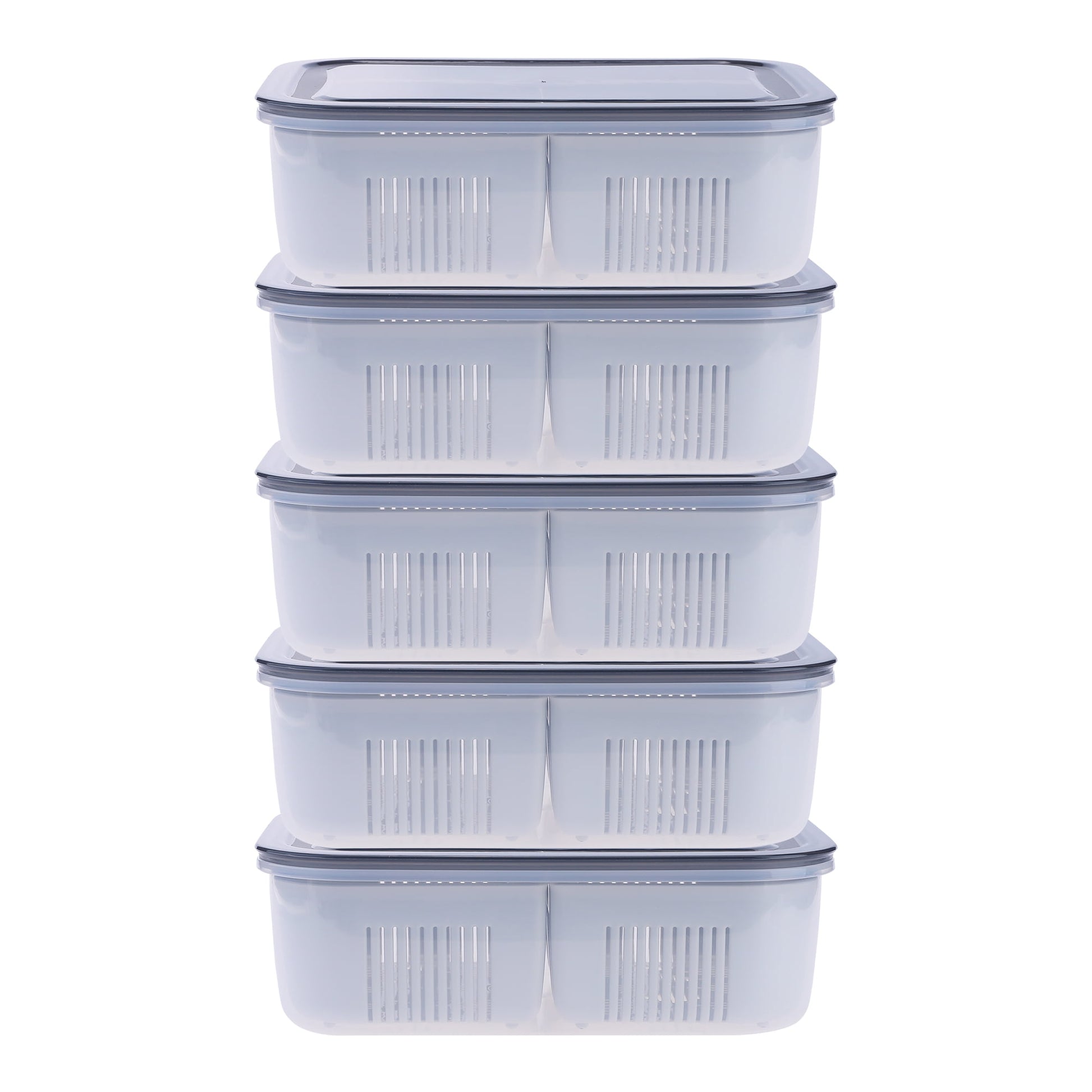Unique Bargains Food Storage Containers Meal Prep 5 Packs 2 Grids-Hollow