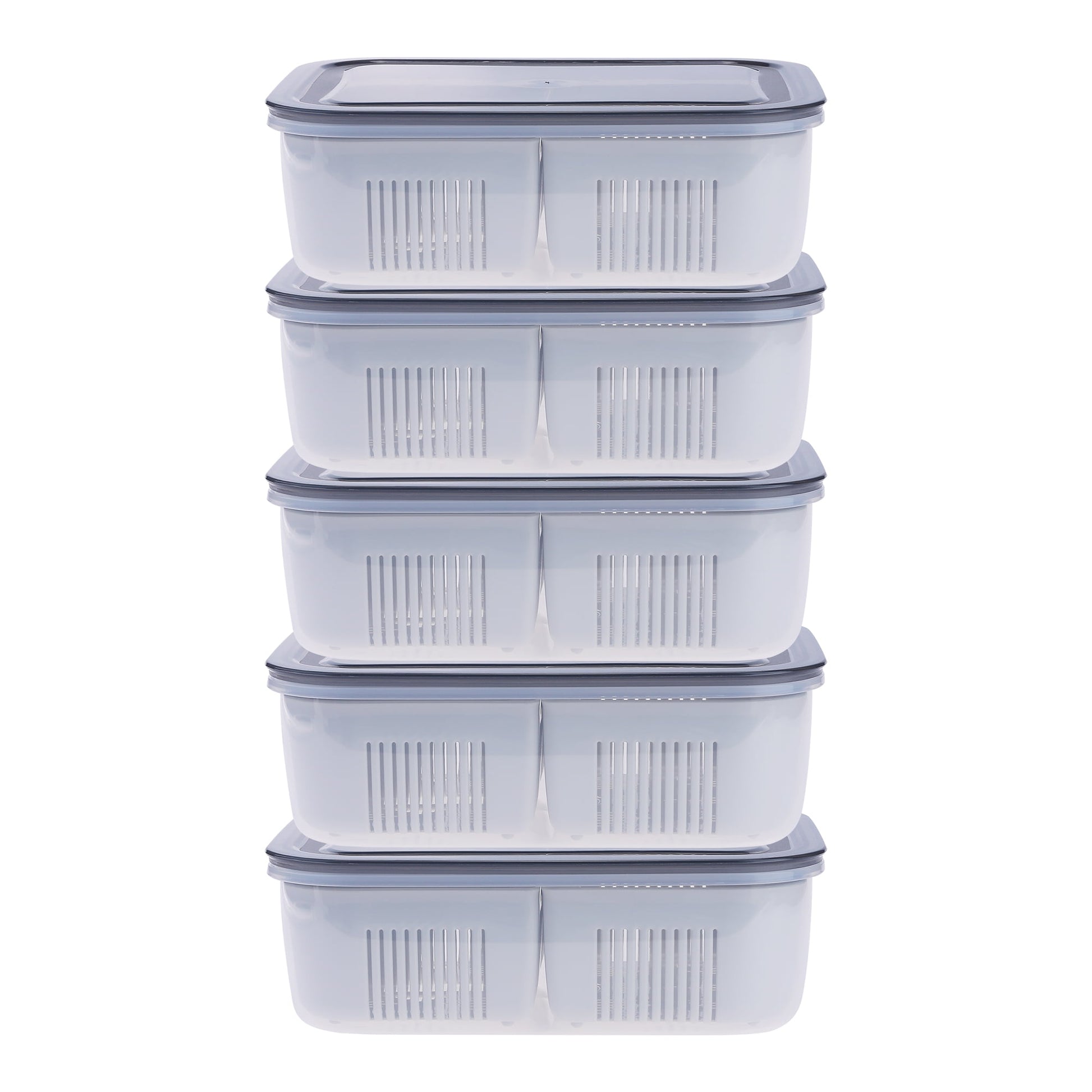 Unique Bargains Food Storage Containers Meal Prep 5 Packs 3 Grids-Hollow