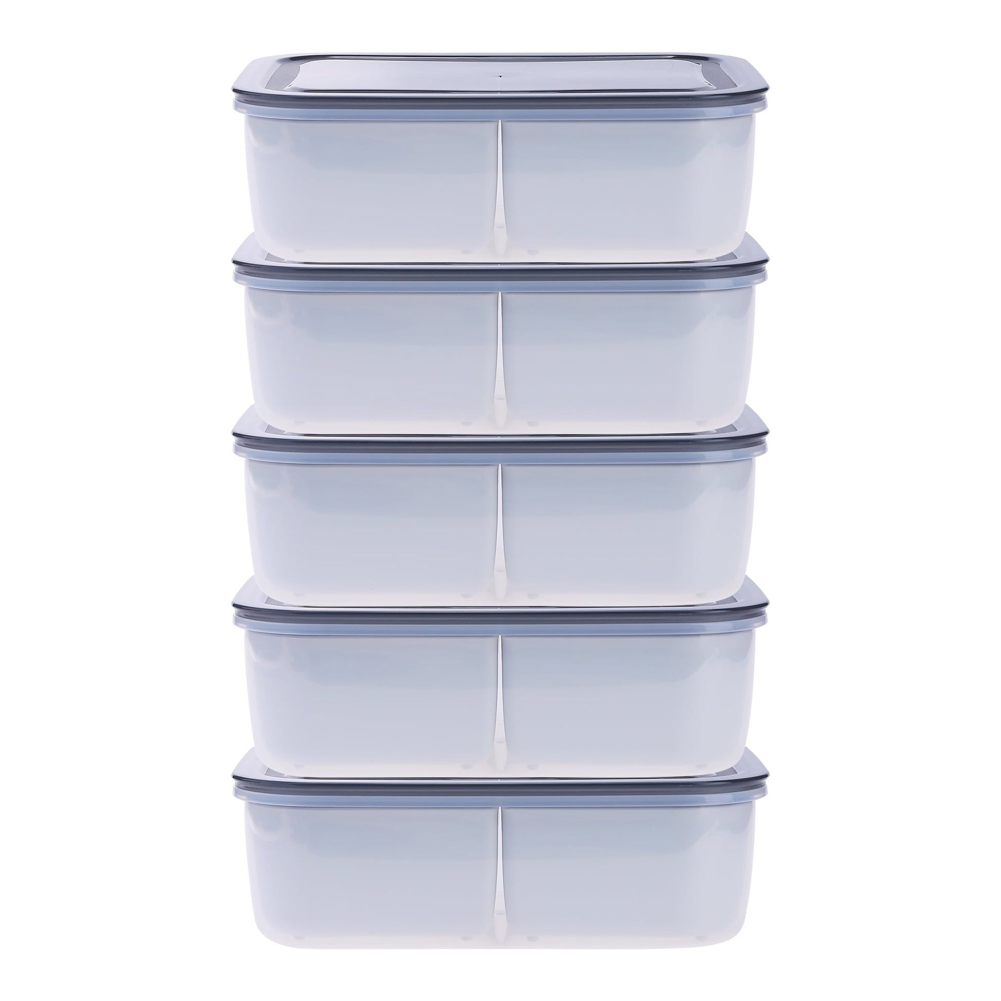Unique Bargains Food Storage Containers Meal Prep 5 Packs 3 Grids-No Hollow