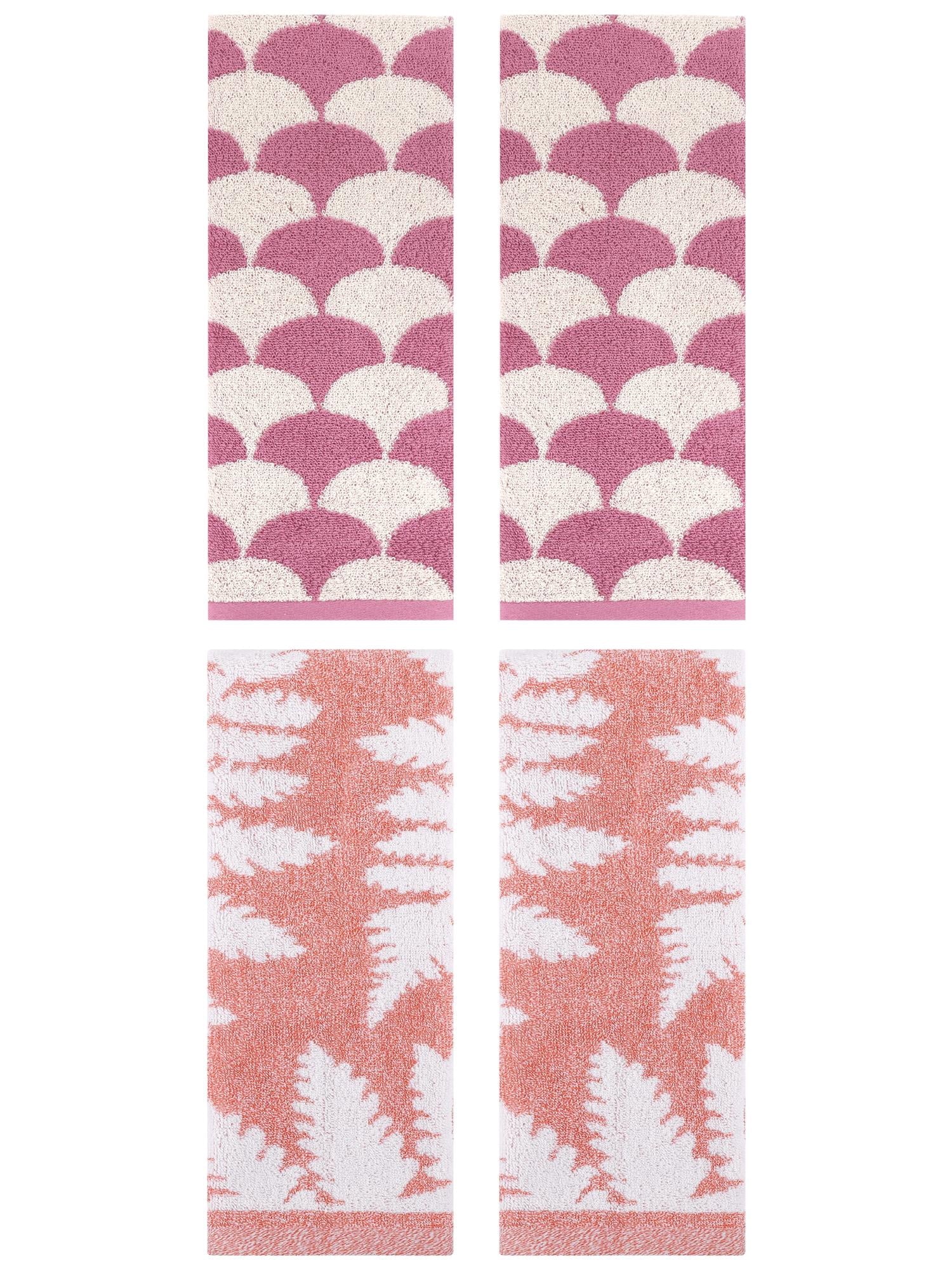 Unique Bargains Geometric Hand Towel 13" x 29" Pink