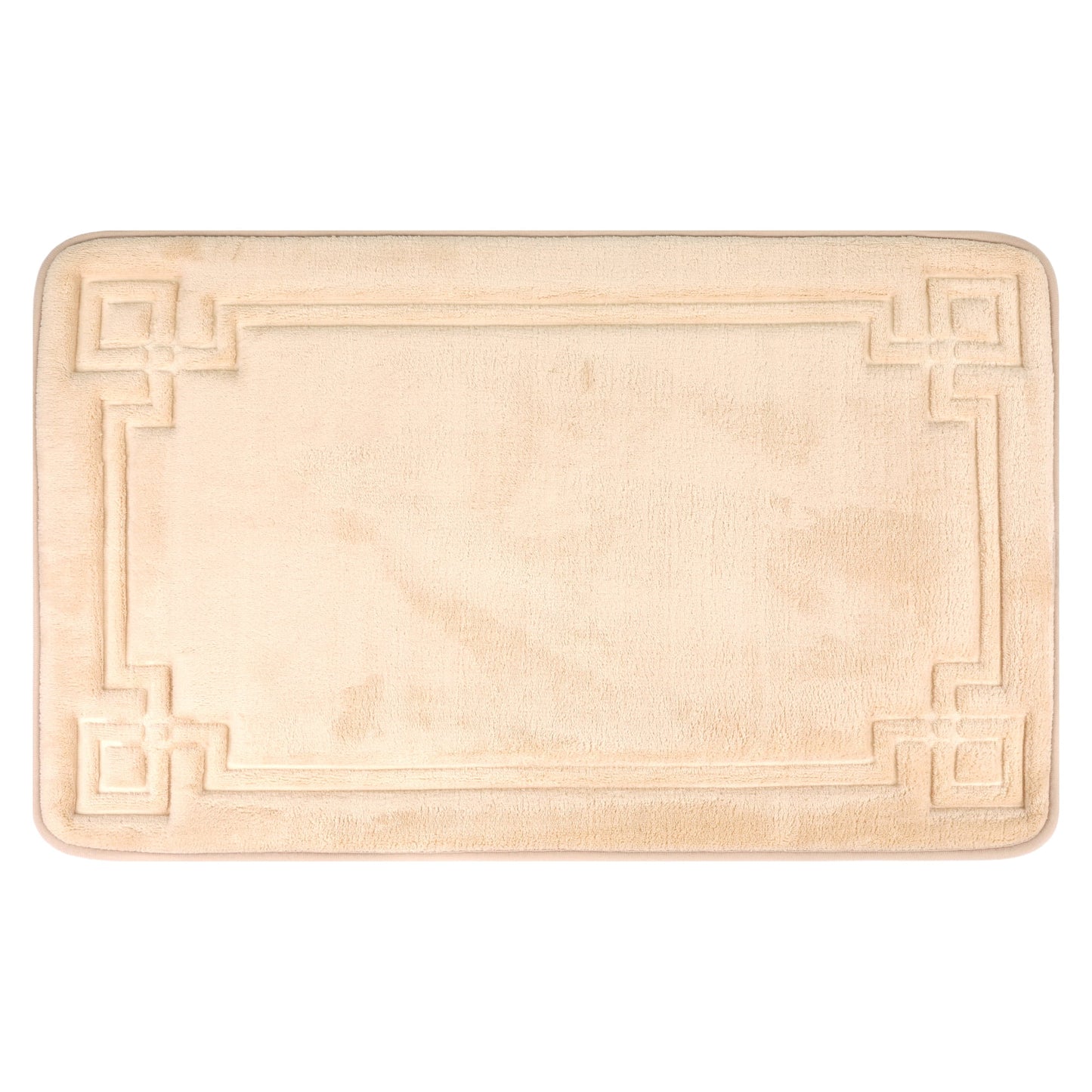 Unique Bargains Geometric Pattern Bath Mat Non-Slip Back Washable Bath Rug Khaki 20" x 32"