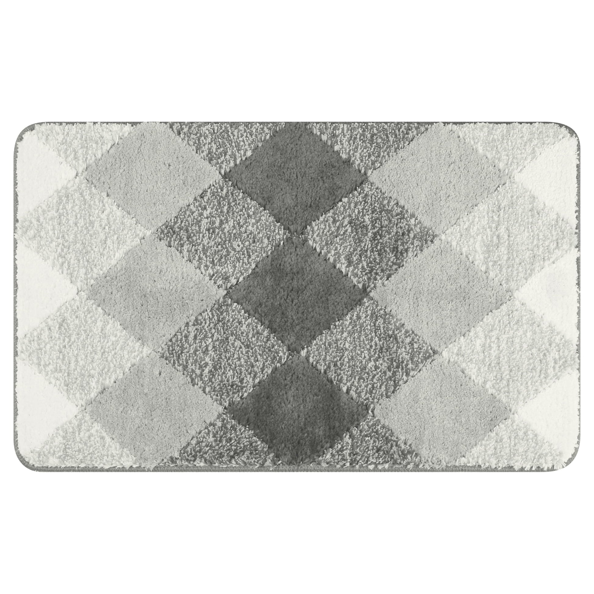 Unique Bargains Geometric Pattern Bathroom Rug Mat Soft Absorbent Bath Mat Non-Slip Carpet Grey 20" x 32"
