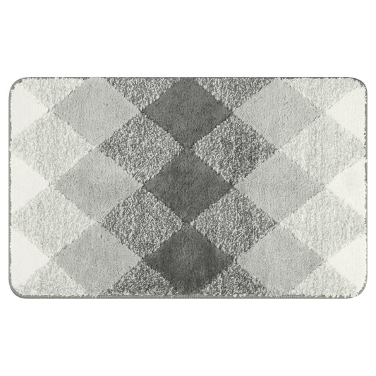 Unique Bargains Geometric Pattern Bathroom Rug Mat Soft Absorbent Bath Mat Non-Slip Carpet Grey 20" x 32"