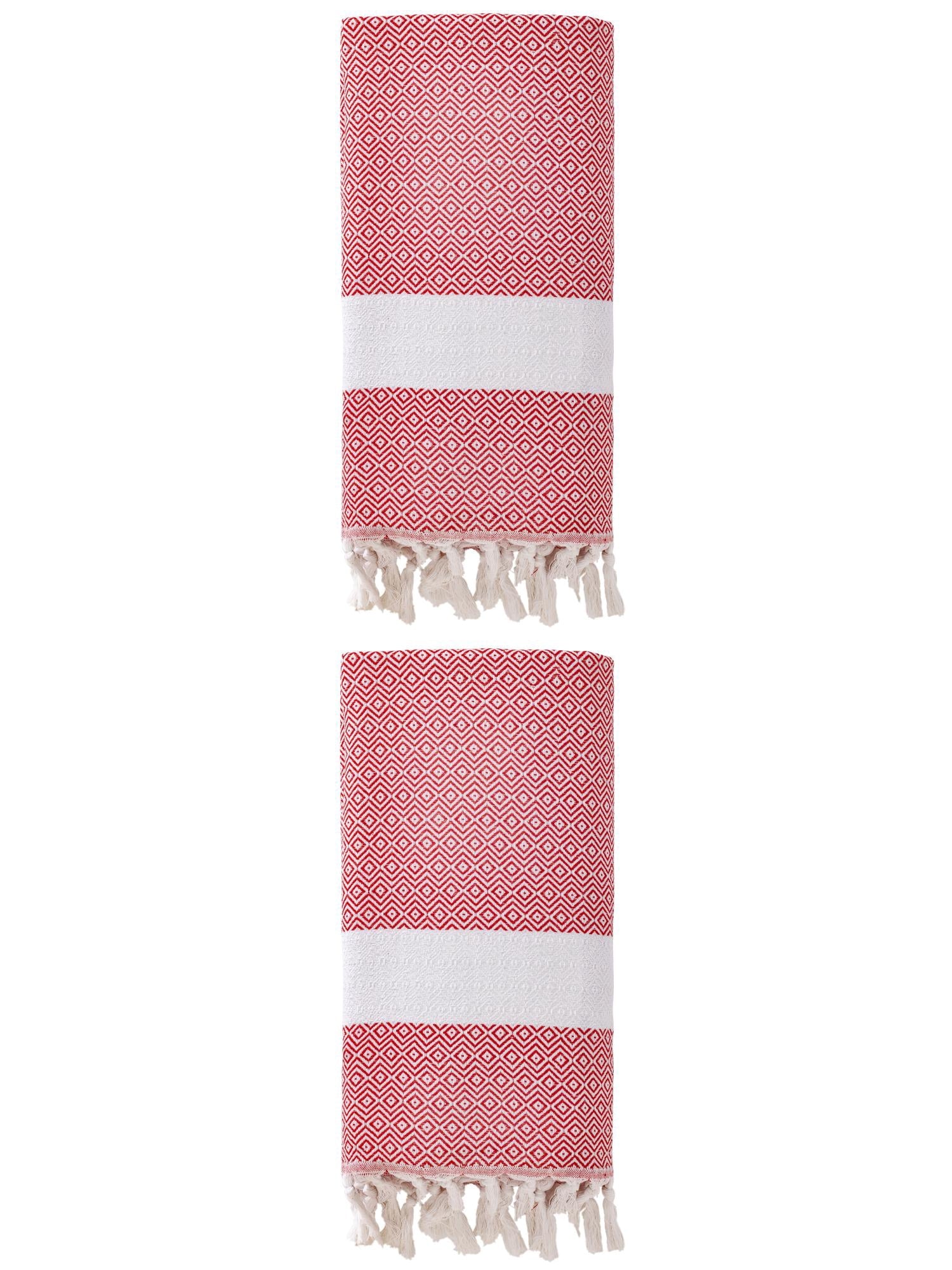 Unique Bargains Geometric Sandproof Quick Dry Turkish Towel Crimson 71"x40"