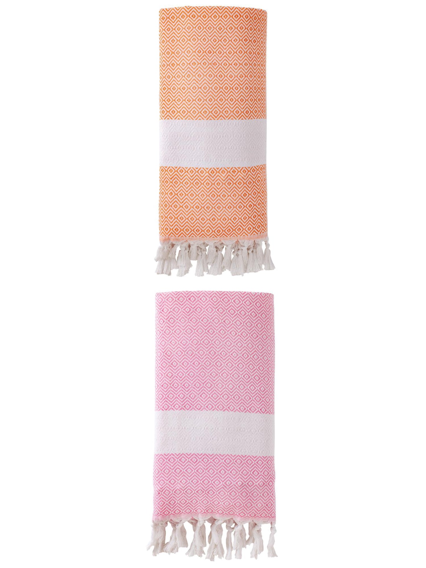 Unique Bargains Geometric Sandproof Quick Dry Turkish Towel Orange/Pink 71"x40"