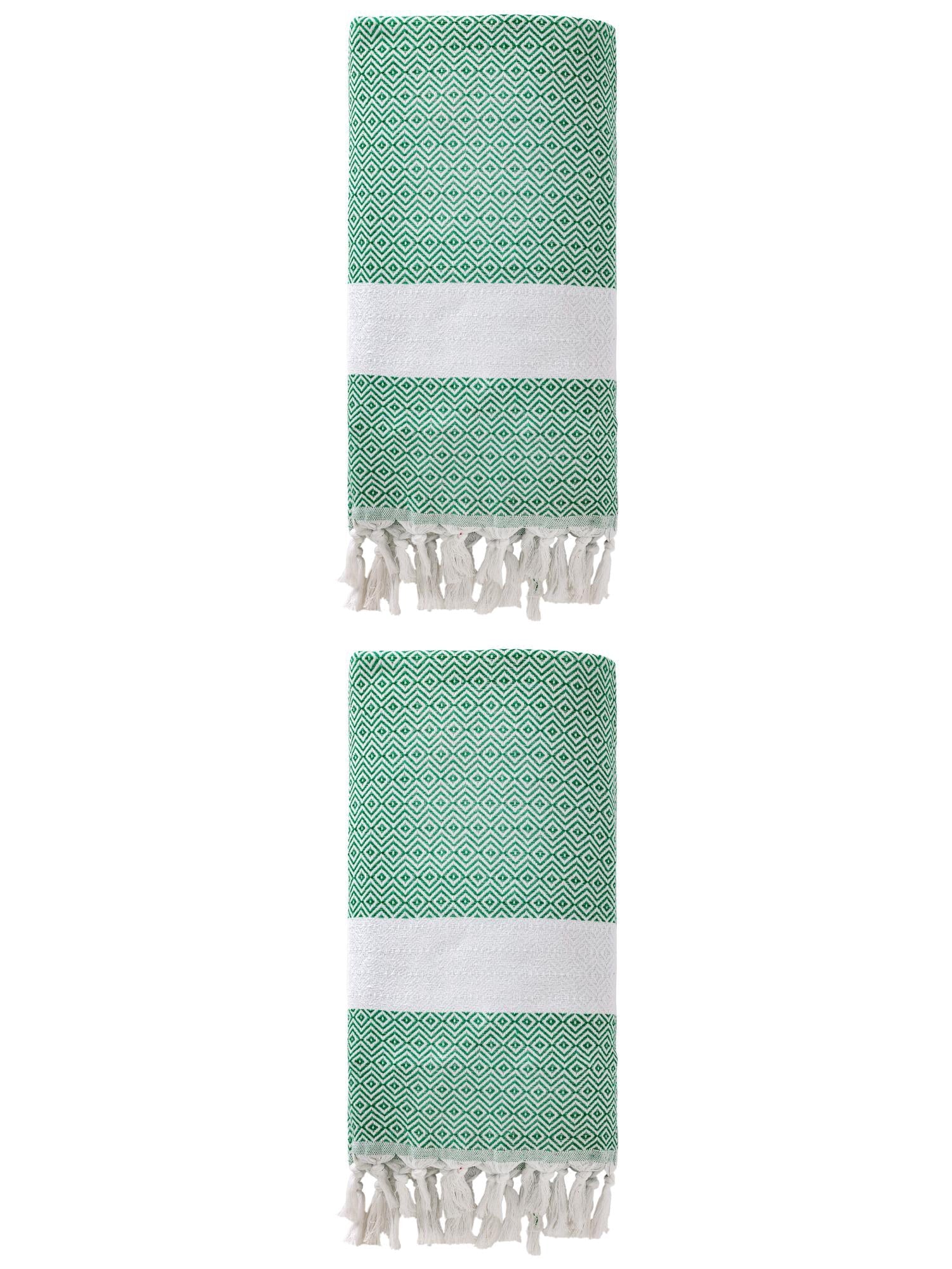 Unique Bargains Geometric Sandproof Turkish Beach Towel Light Purple/Sky Blue 71"x40"